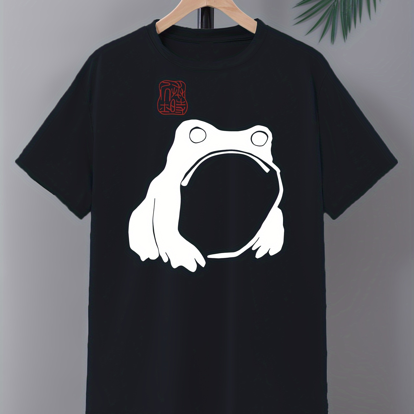 

Frog Print Men's Crew Neck Fashionable Short Sleeve Sports T-shirt, Comfortable And Versatile, For Summer And Spring, Athletic Style, Comfort Fit T-shirt, As Gifts
