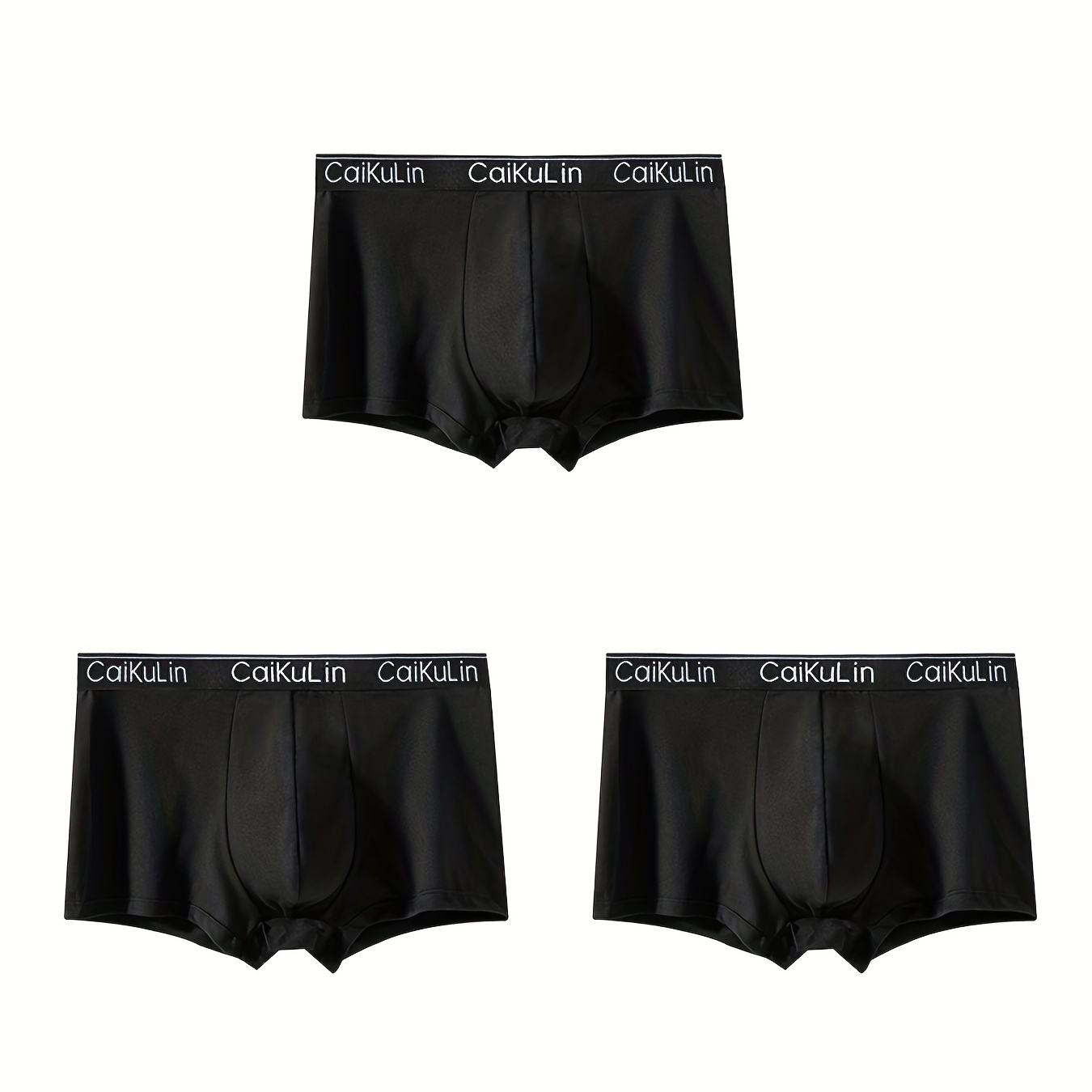 

3pcs Men's Underwear Solid Color Fashion Letter Waistband Breathable Comfy Boxer Briefs Set