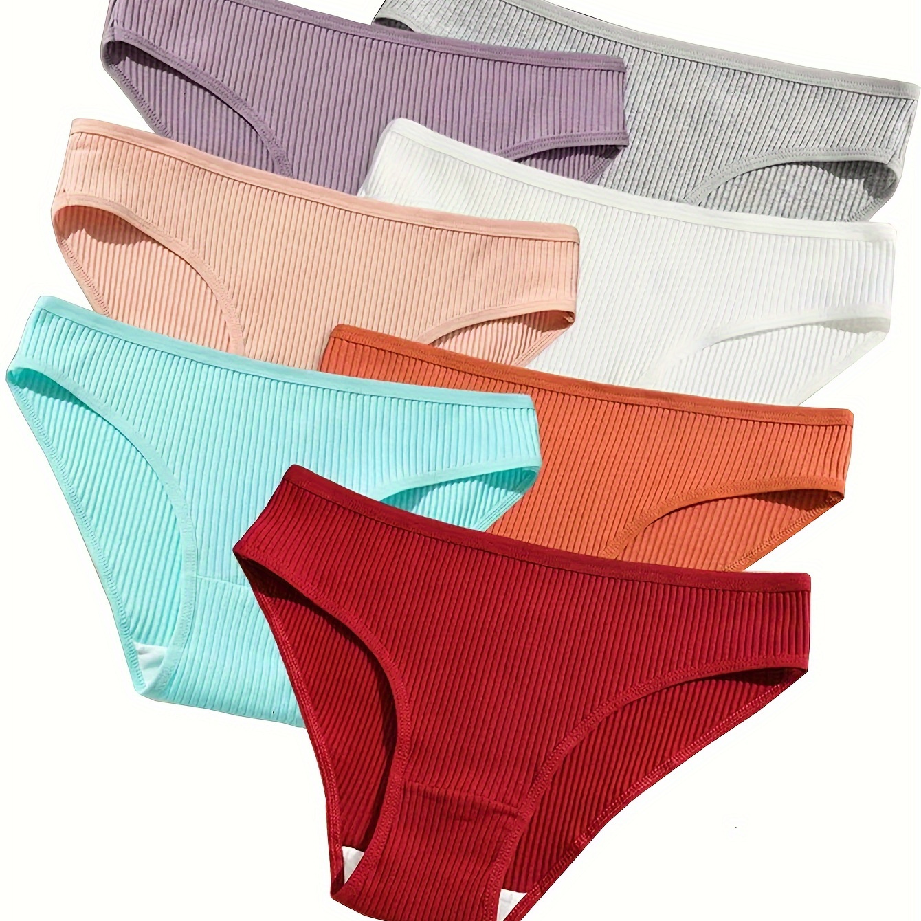 Simple Ribbed Knit Textured Panty Comfy Stretchy - Temu Portugal