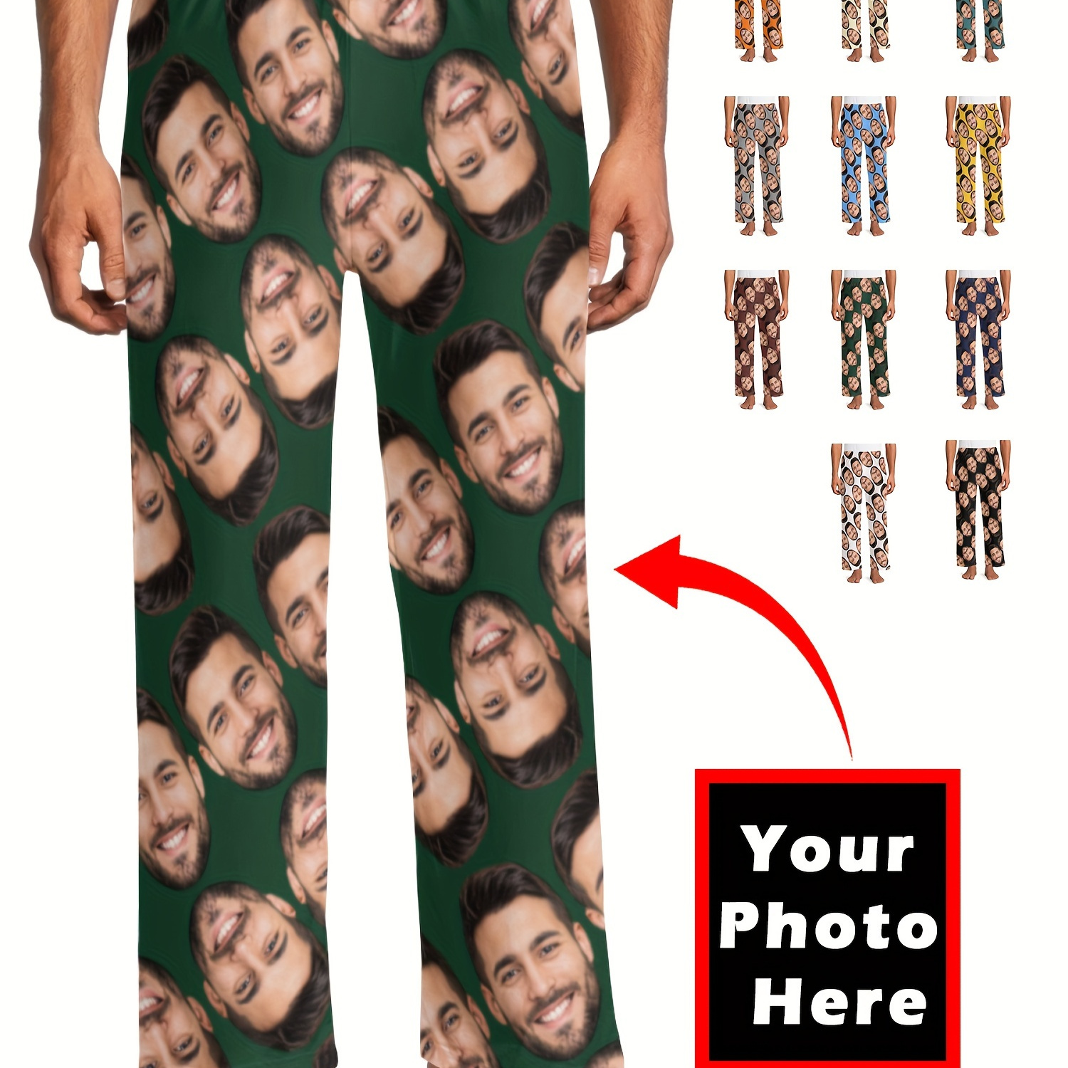 

Custom Photo Men' Pants - Personalized Portrait Print, Comfy Polyester , With Pockets, Machine Washable