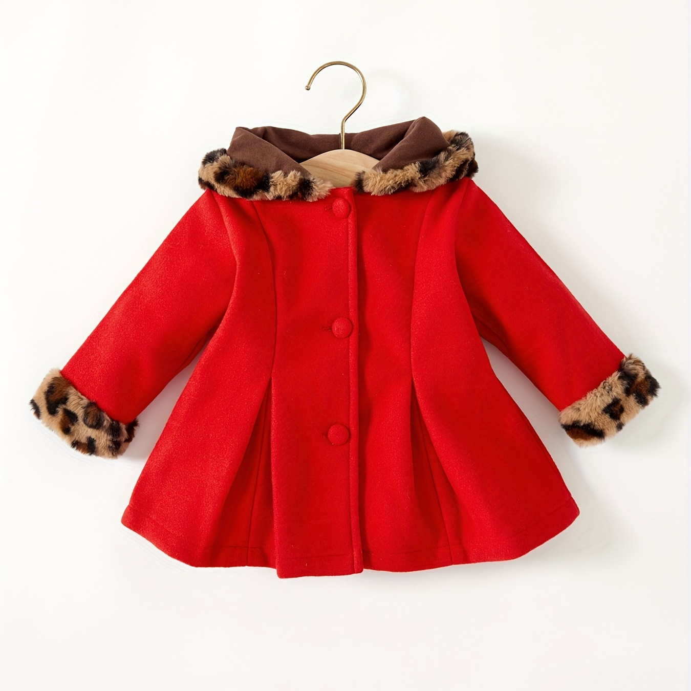 

Patpat Toddler Girls Fleece Spliced Leopard Hooded Winter Coat, Cute & Fashionable