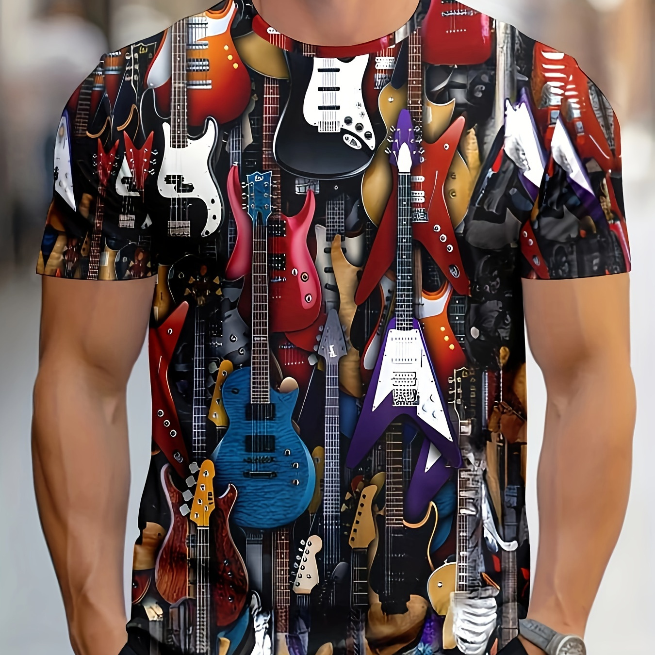 

Men' Casual Round Neck Pattern Print T-shirt