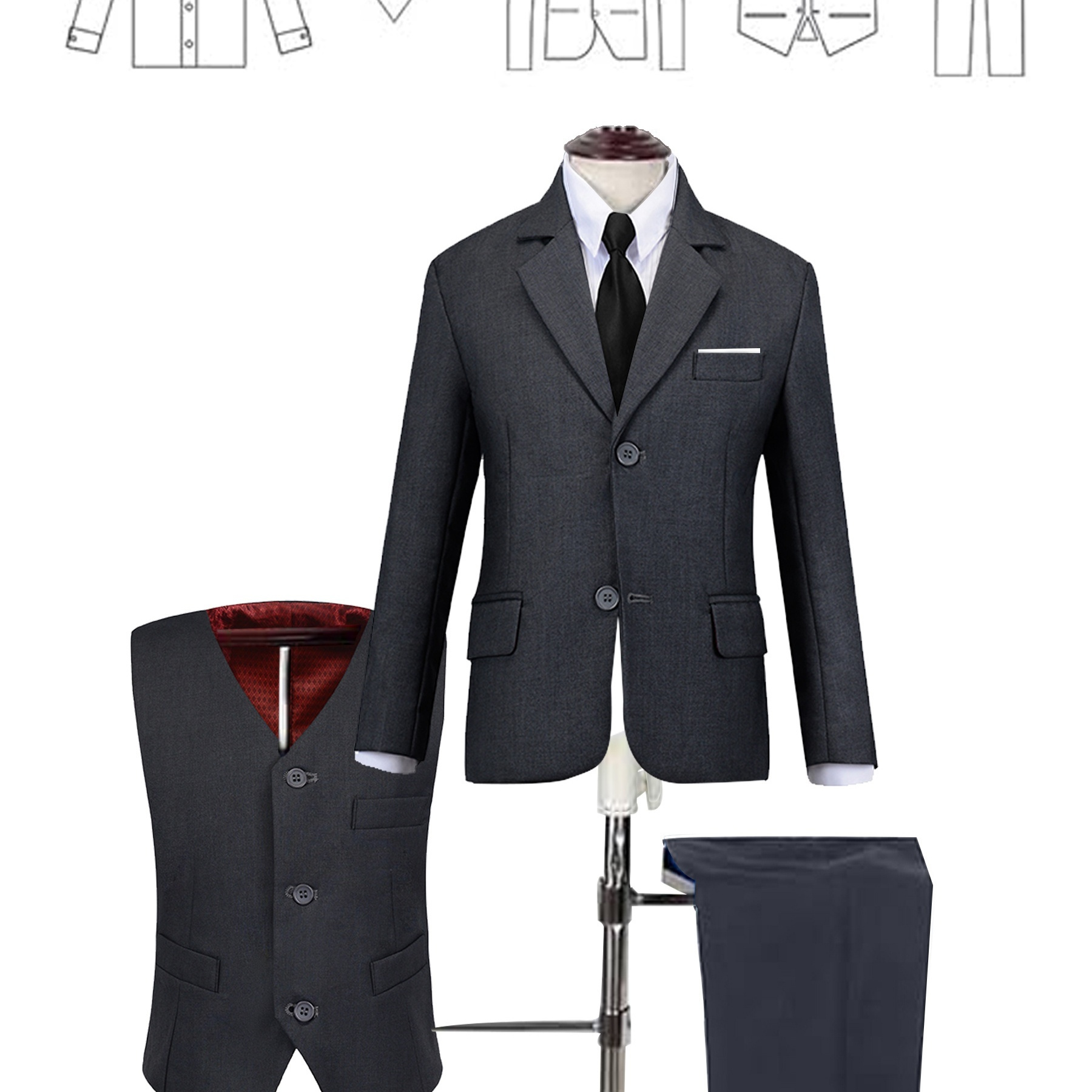 

Boys Fit Formal 5 Kids Set (bow Are )