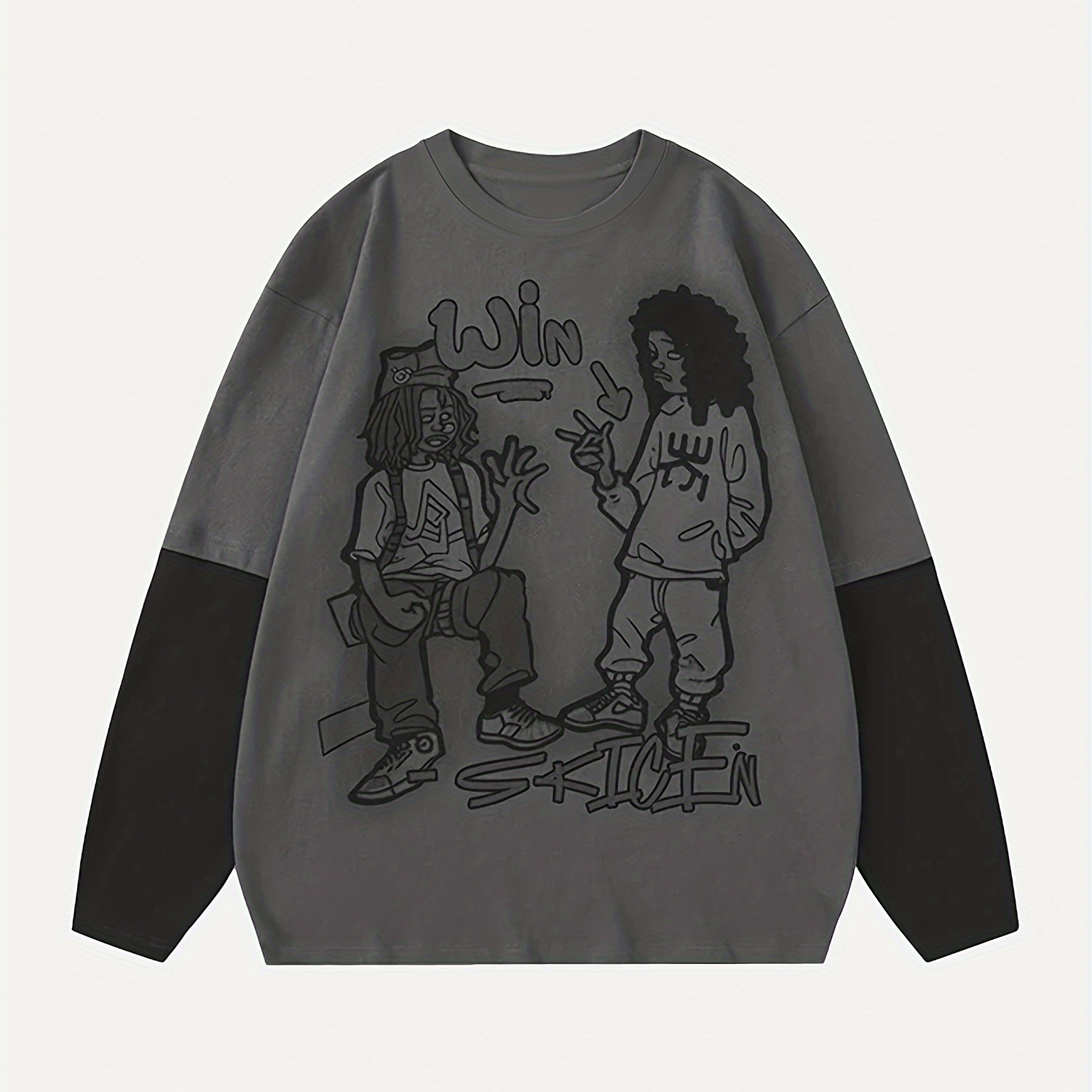 

Carton Print Crew Neck T-shirt, Casual Long Sleeve T-shirt For Spring & Fall, Women's Clothing