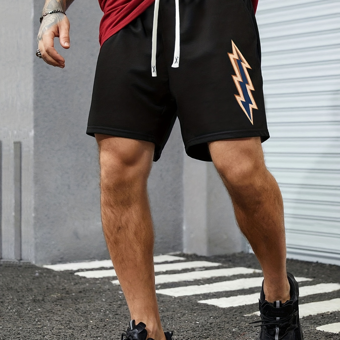 Thunder Printed Streetwear Basketball Shorts with Zipper Pockets