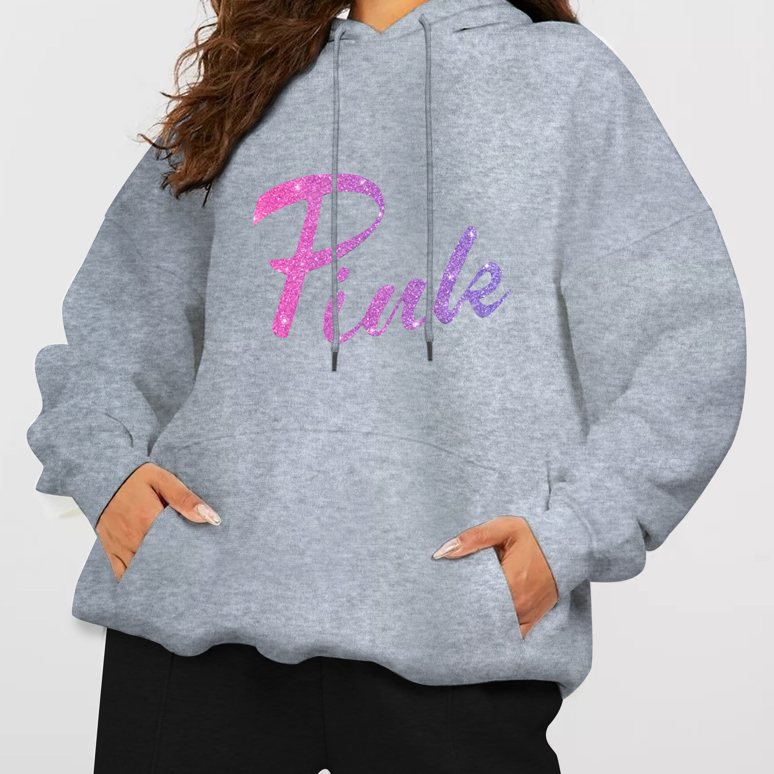 

Letter Print Hoodie, Casual Long Sleeve Kangaroo Pocket Hooded Sweatshirt, Women's Clothing
