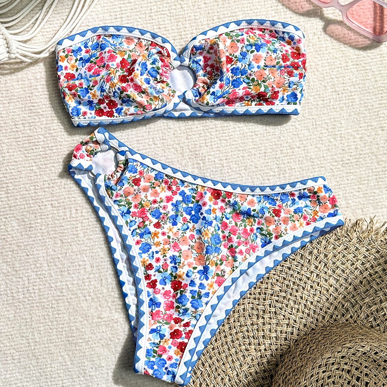 

Floral Pattern 2 Piece Set Bikini, Bandeau Tube Top High Cut Swimsuits, Women's Swimwear & Clothing