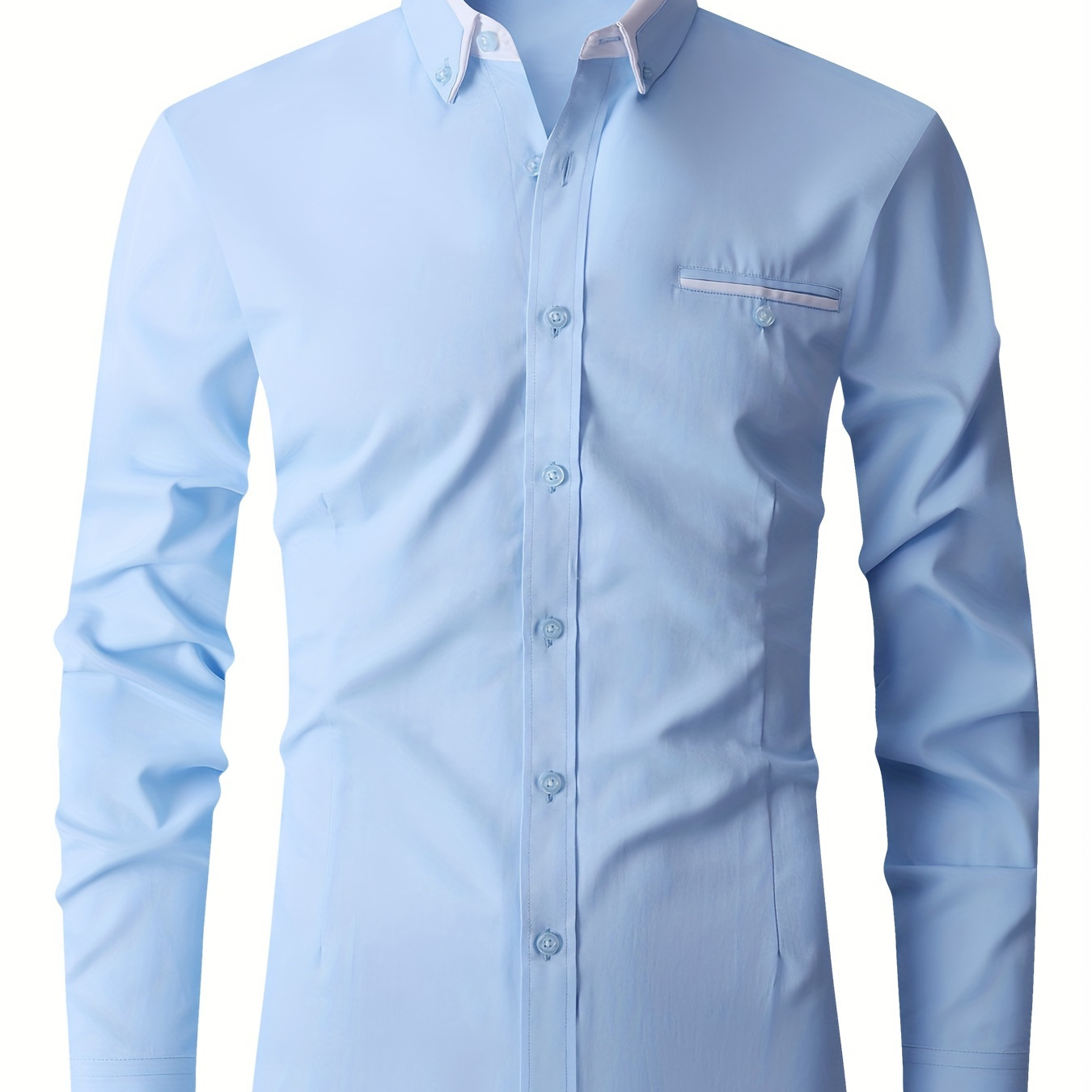 

Men's Formal Classic Design Button Up Shirt, Male Clothes For Spring And Fall Business Occasion