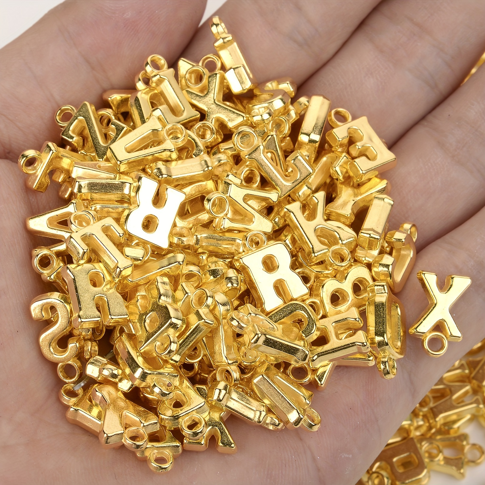 Bulk Alphabet Charms For Jewelry Making In Gold Finish, 43pc