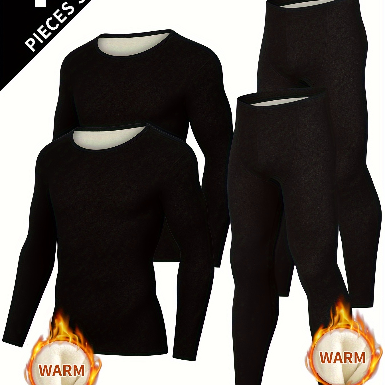 

4pcs Underwear Set - Polyester Long Sleeve And Pants For / - , Regular Fit,