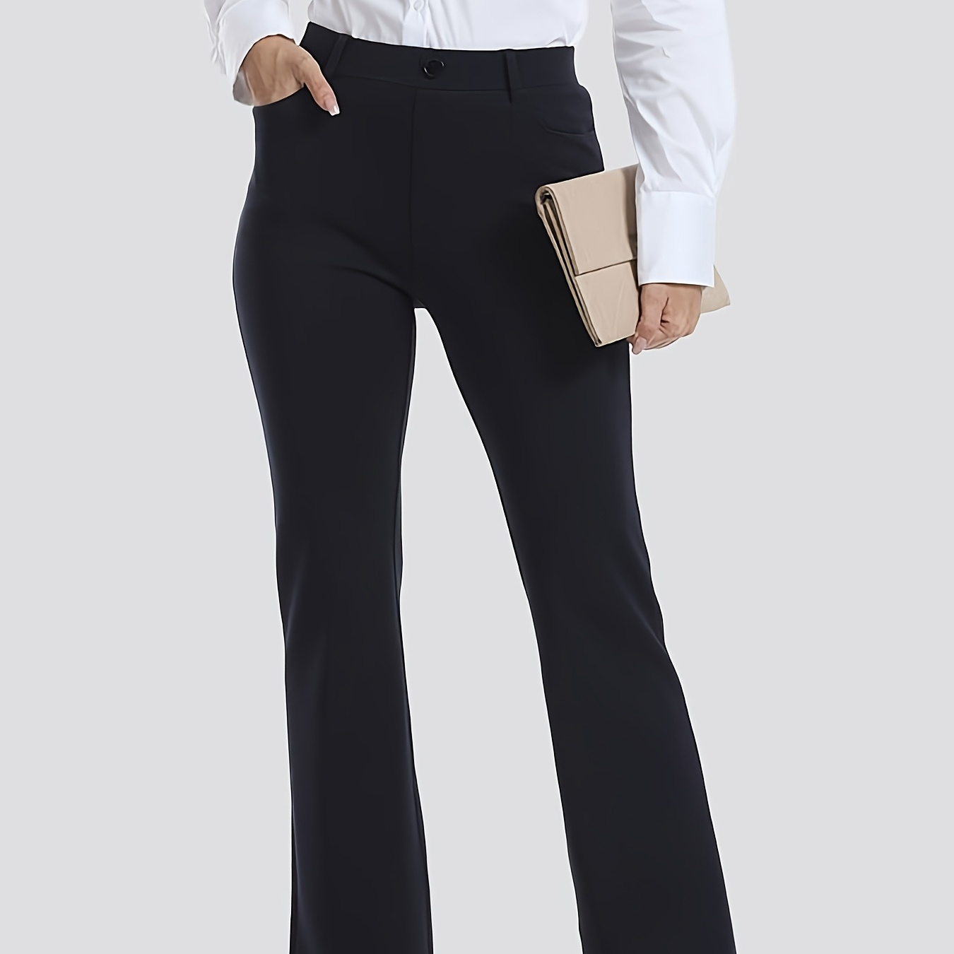 

Women's High Waist Formal Pants Business Casual Work Pants With Pockets Regular Casual Pants Flared Pants For Office