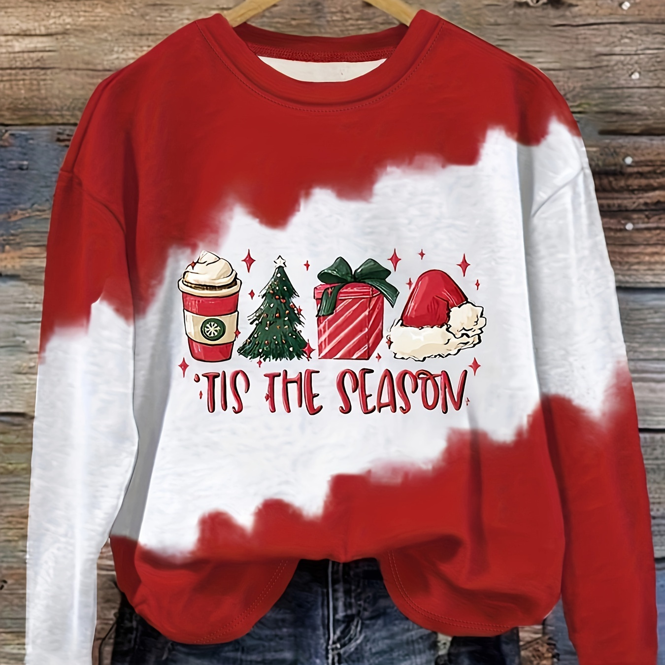 

Christmas Graphic Print Crew Neck T-shirt, Casual Long Sleeve Top For Vacation, Women's Clothing