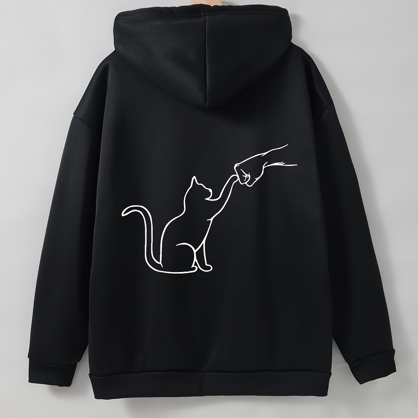 

Cute Cat Print Hoodie, Casual Drawstring Kangaroo Pocket Hoodies Sweatshirt, Women's Clothing