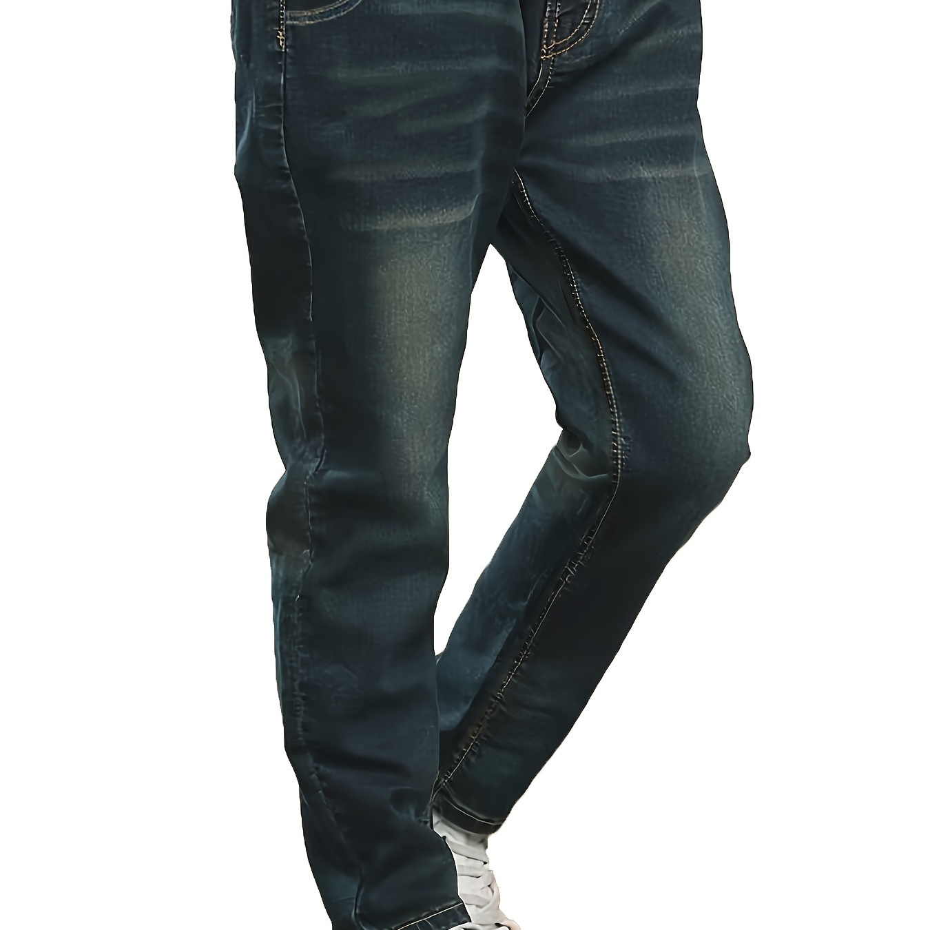 

Pantalon en jean délavé en coton pour garçons avec poches arrière plaquées - % coton, style décontracté avec une légère élasticité, couleur unie, longueur totale, toutes , coupe droite