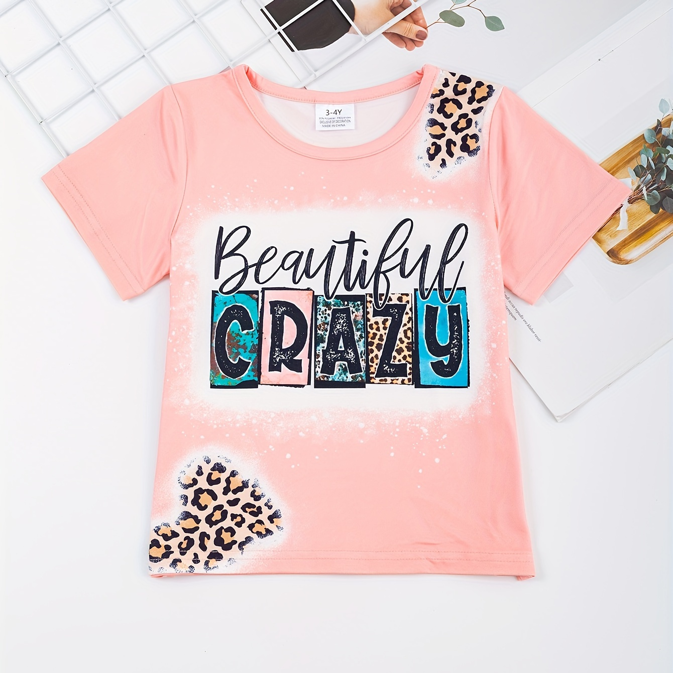 

Versatile Beautiful Crazy Print Short Sleeve T-shirt Tops For Girls Summer Party Gift