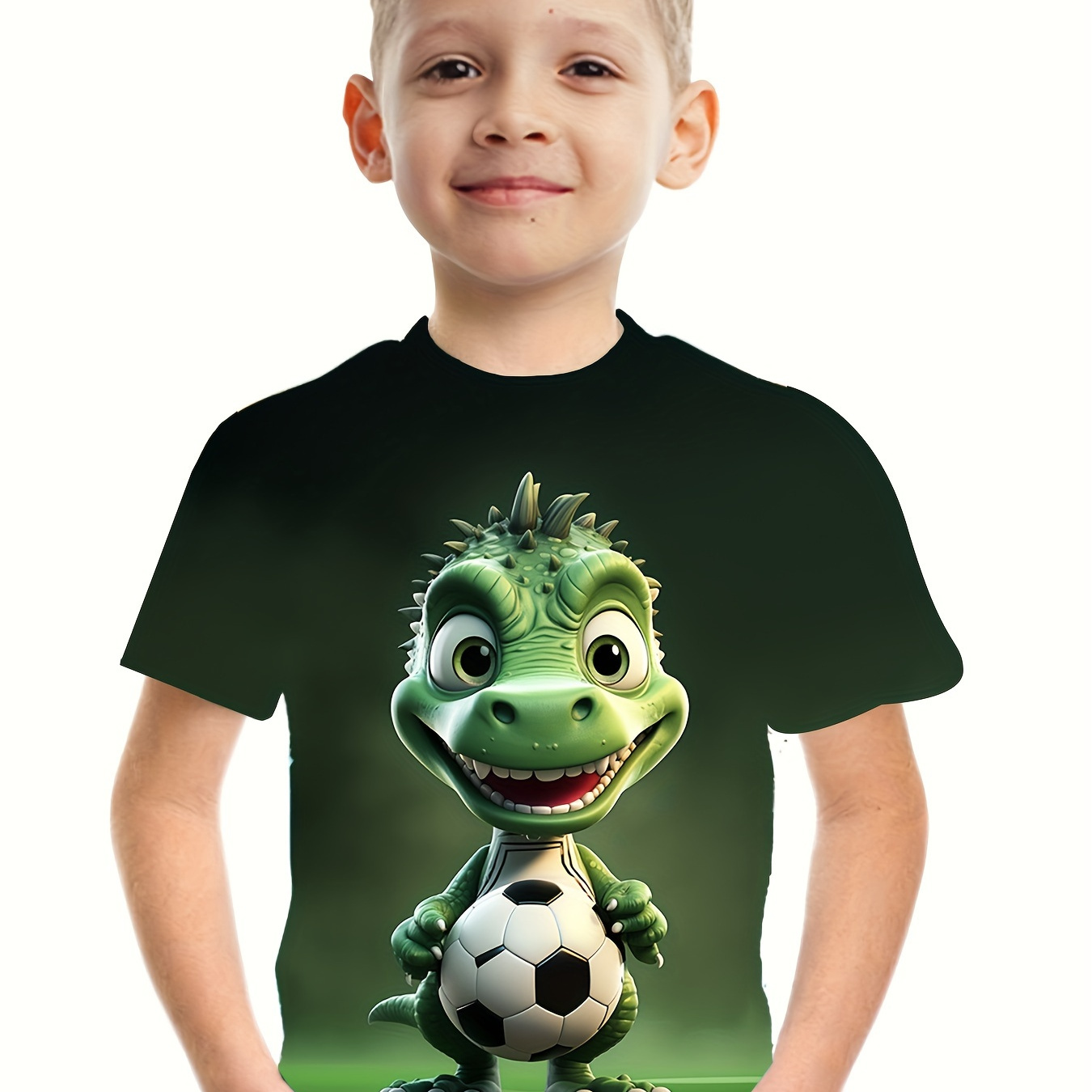 

Dinosaur Football 3d Print T-shirt, Tees For Boys, Casual Short Sleeve T-shirt For Summer Spring Fall