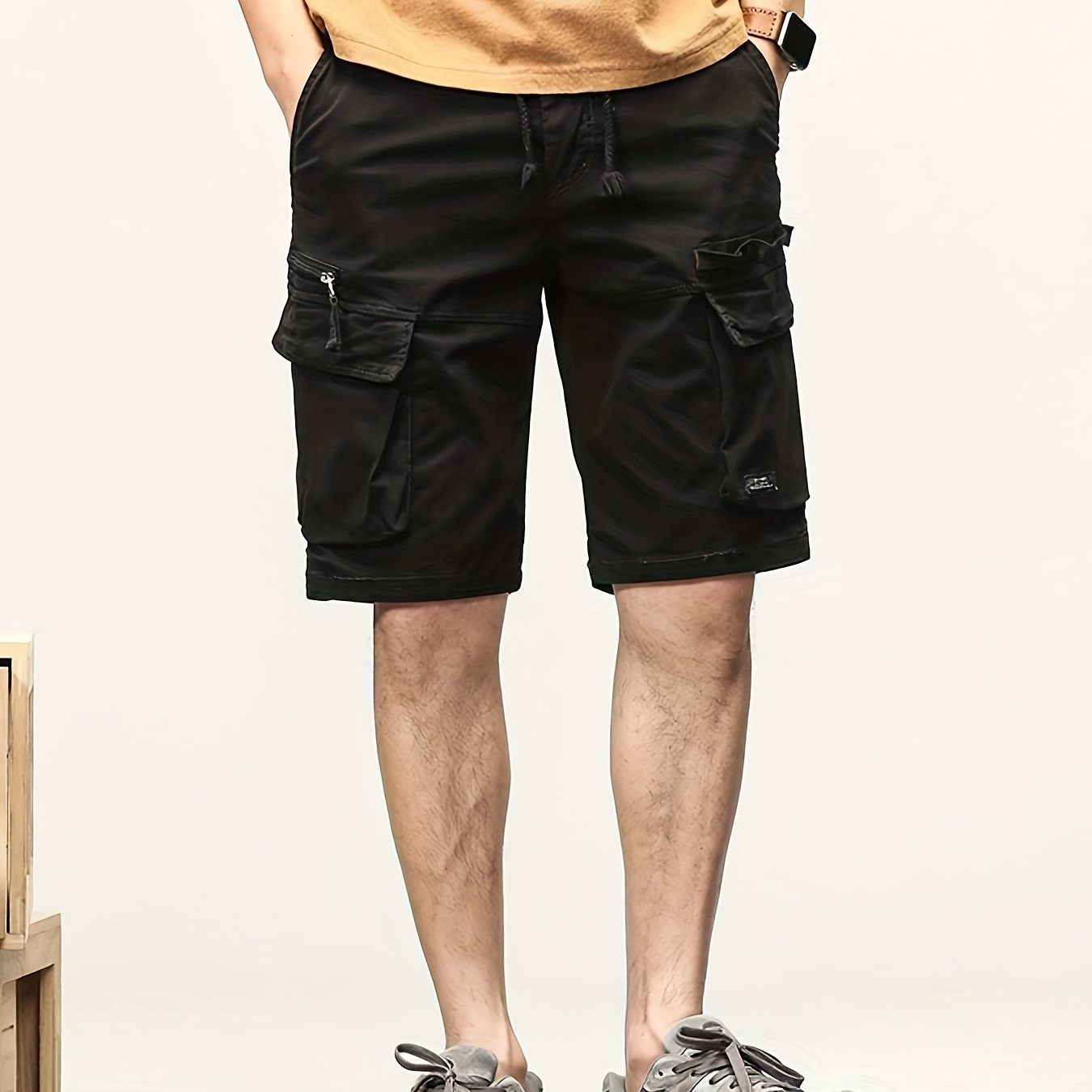 

Chic Cargo Shorts, Men's Casual Multi Pocket Cargo Shorts For Summer Outdoor Activities, Bermuda Shorts