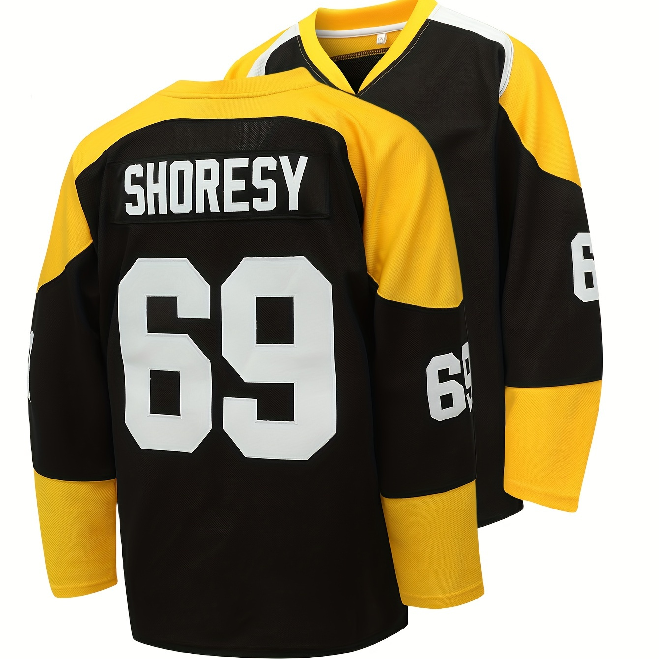 

Men's Number 69 Embroidery Ice Hockey Jersey, Vintage V Neck Long Sleeve Uniform Hockey Shirt For Training Competition