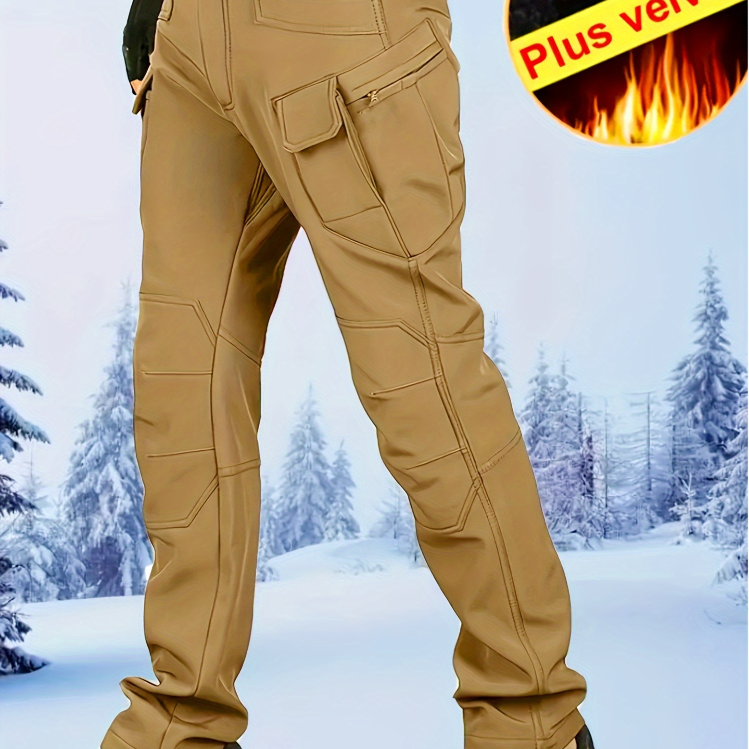 

Men's Fleece Lined Ultimate Thermal Tactical Pants - Waterproof, Windproof, Multi-pocket, Loose Fit, Cargo Style - Perfect For Outdoor Enthusiasts, Hiking, Camping, Trekking, And Military Activities