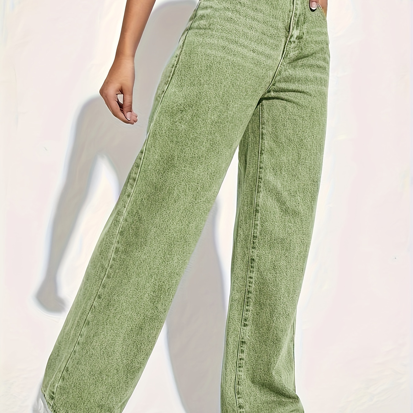 

Plain Loose Fit Baggy Jeans, Slant Pockets Non-stretch Washed Straight Jeans, Women's Denim Jeans & Clothing