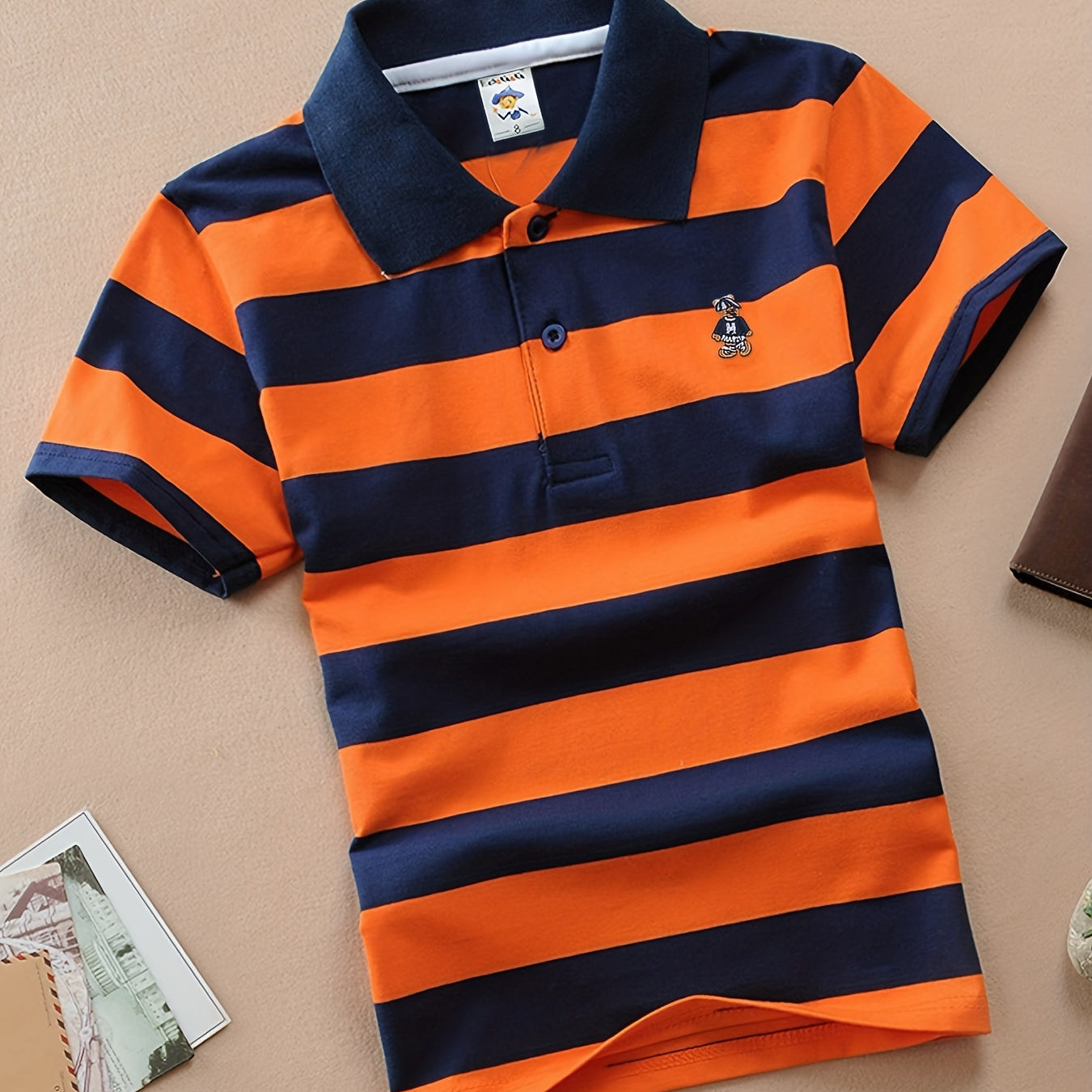 

Boys Casual Trendy Cute Striped Short Sleeve Polo Cotton T-shirt For Summer Holiday Party Kids Clothes