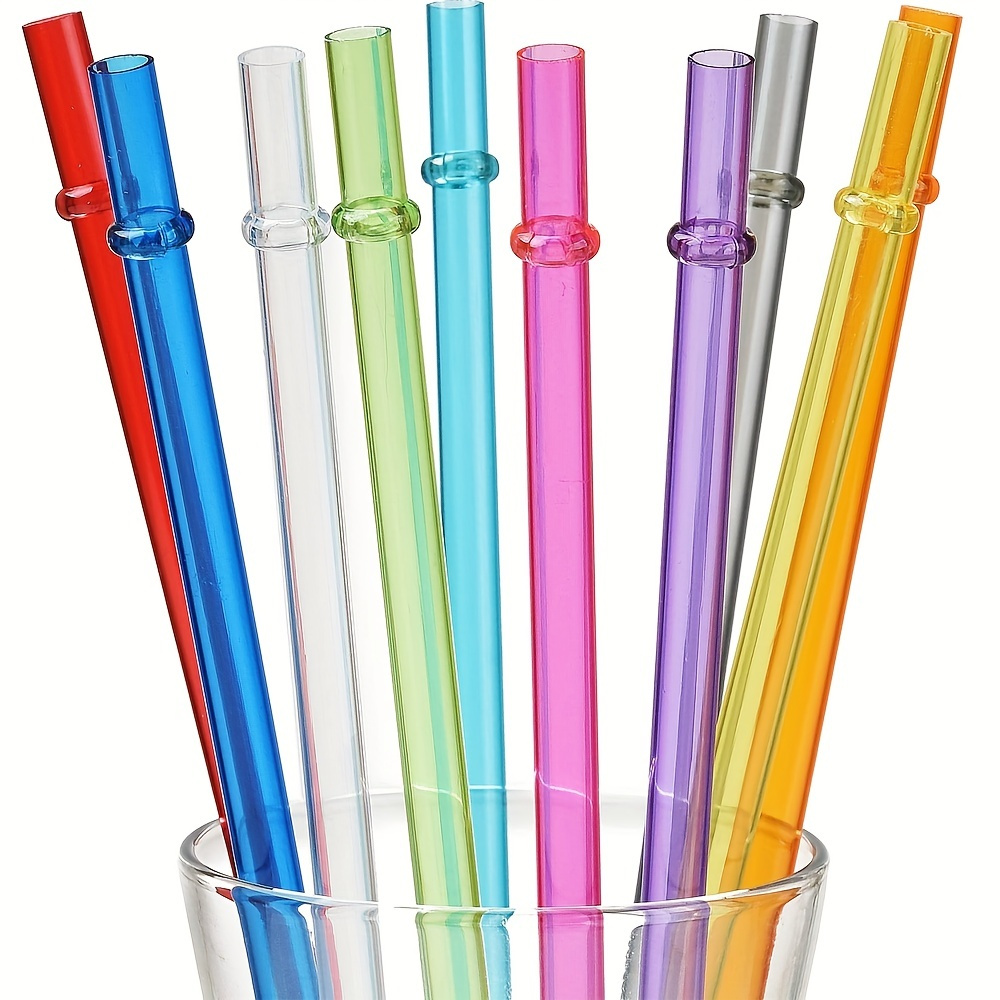 Hard Plastic Reusable Straws With Cleaning Brush 8. Long - Temu