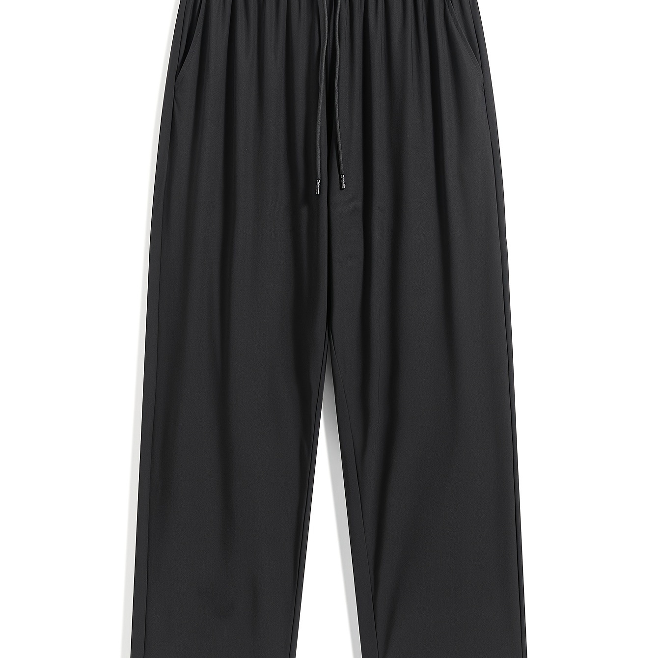 

Plus Size Men's Solid Trousers, Thin Ice Silk Fabric, Comfy Elastic Breathable Trousers For Summer Wear