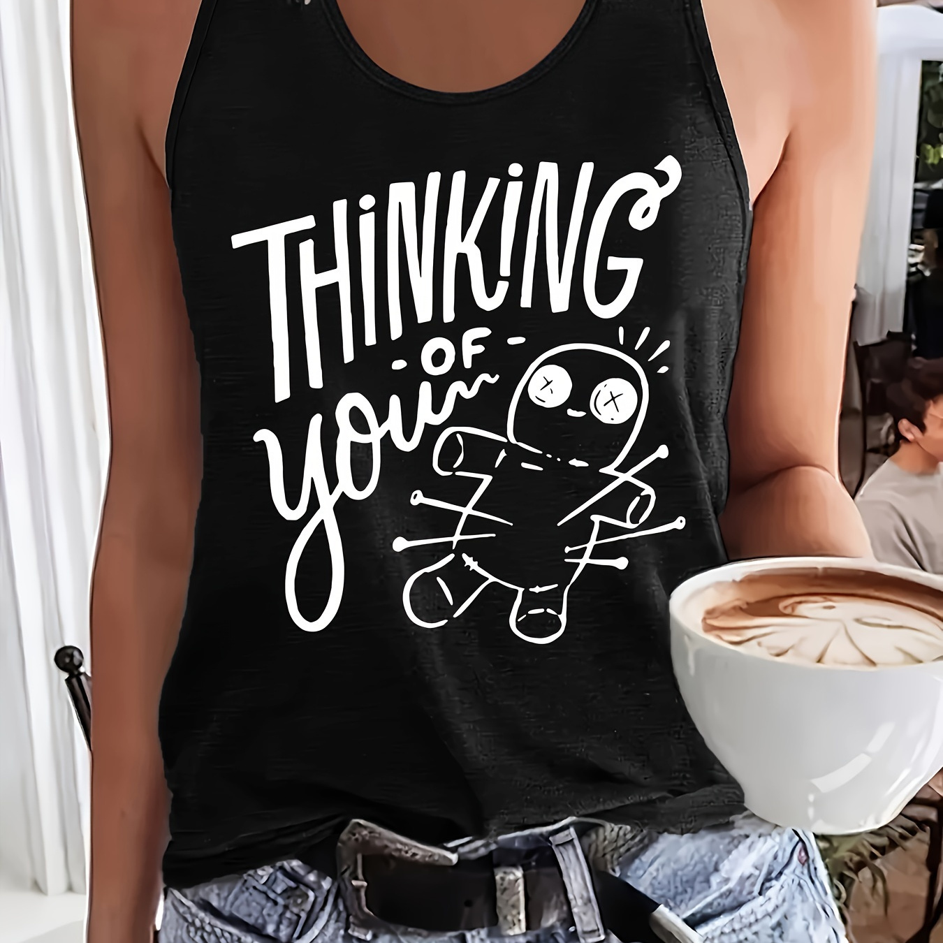 

Letter Print Tank Top, Sleeveless Casual Top For Summer & Spring, Women's Clothing