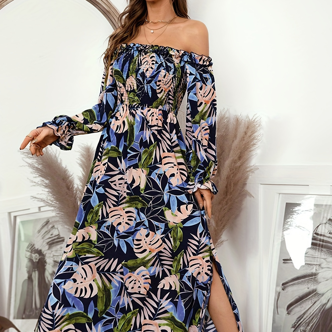 Boho top tropical dress