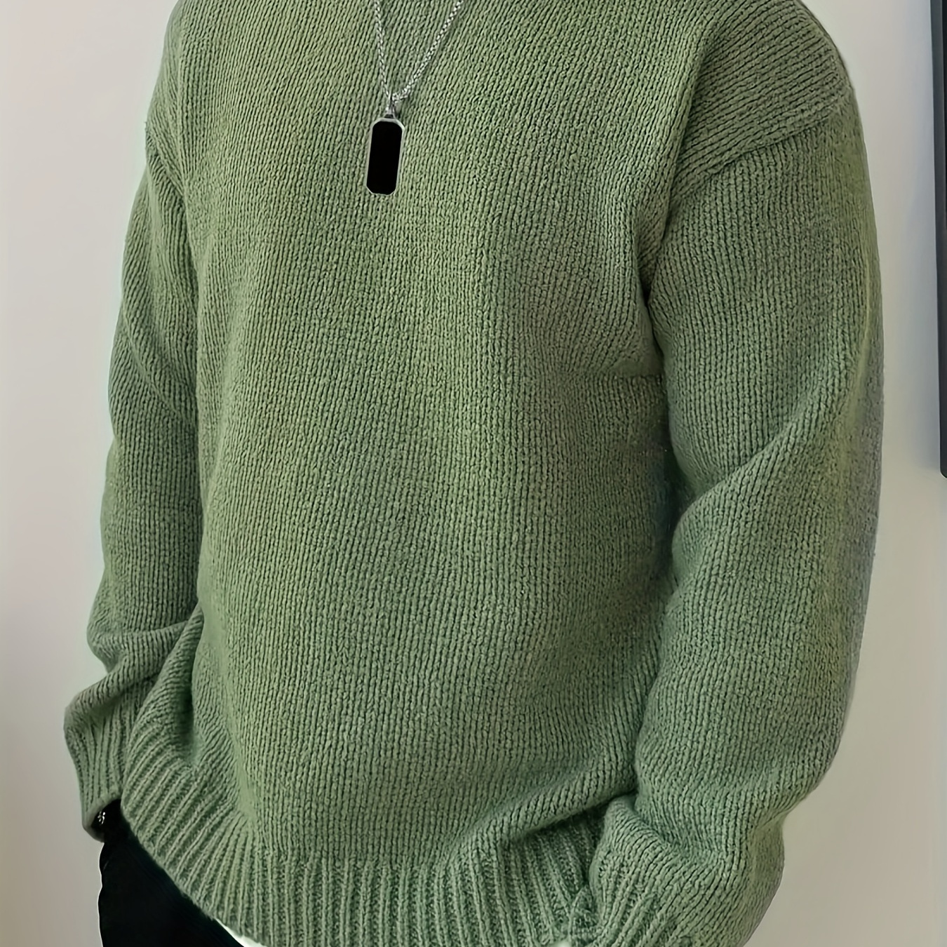 

Men' Knitted Pullover, Casual Long Sleeve Crew Neck Sweater For