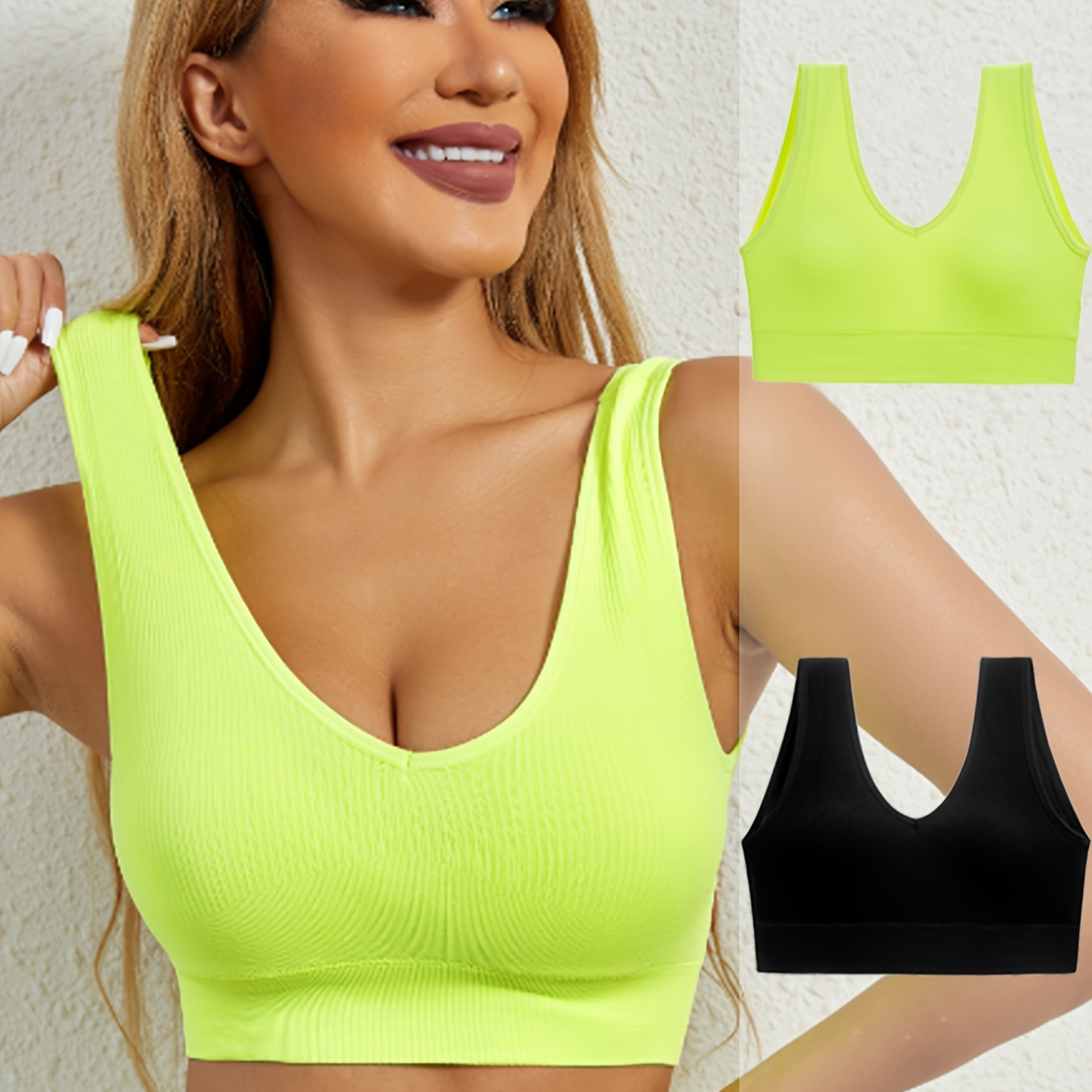 Solid Wireless Sports Bra Comfy Breathable Full Coverage - Temu