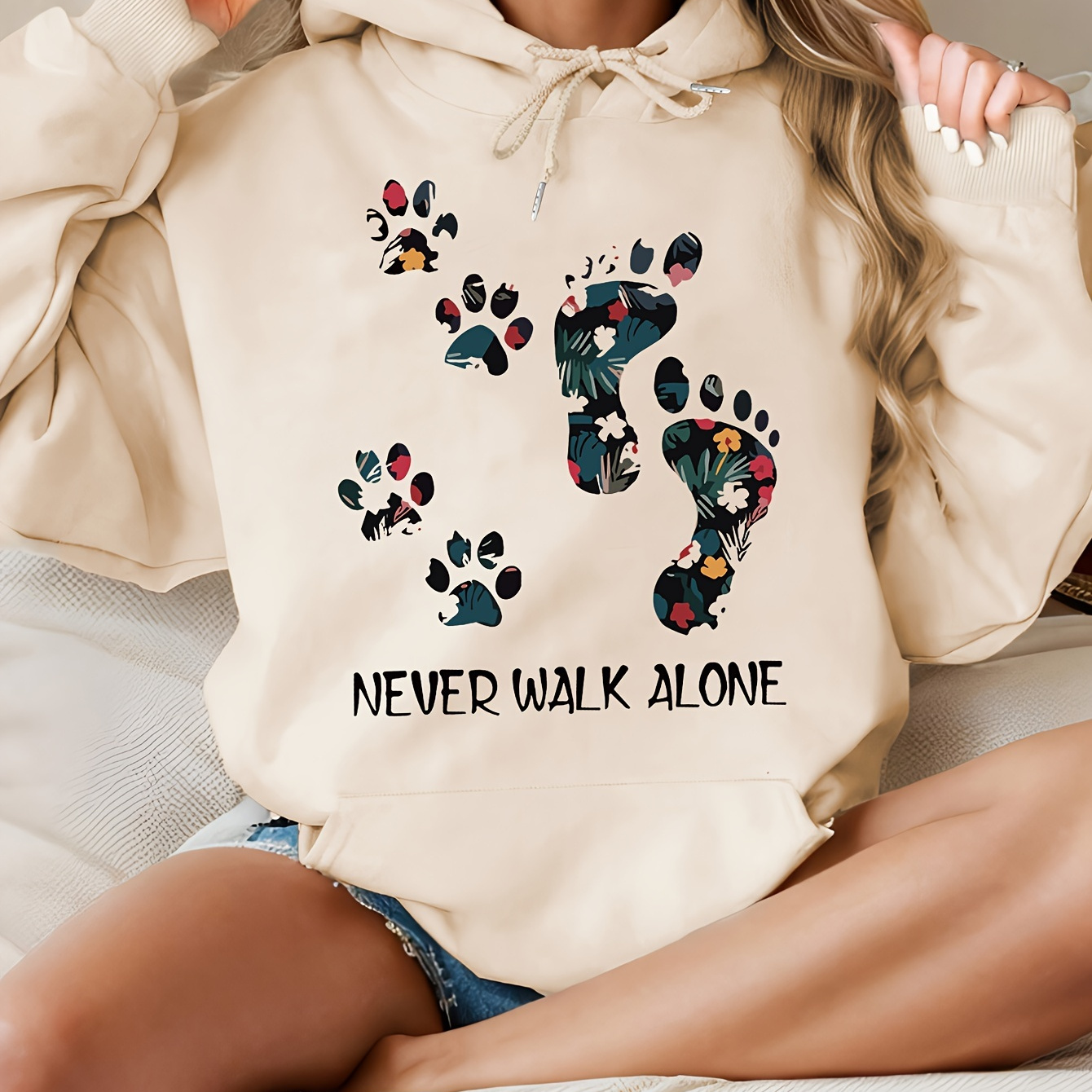 

1pc 's Plus Size Paw , Knit Pullover Sweatshirt, ,