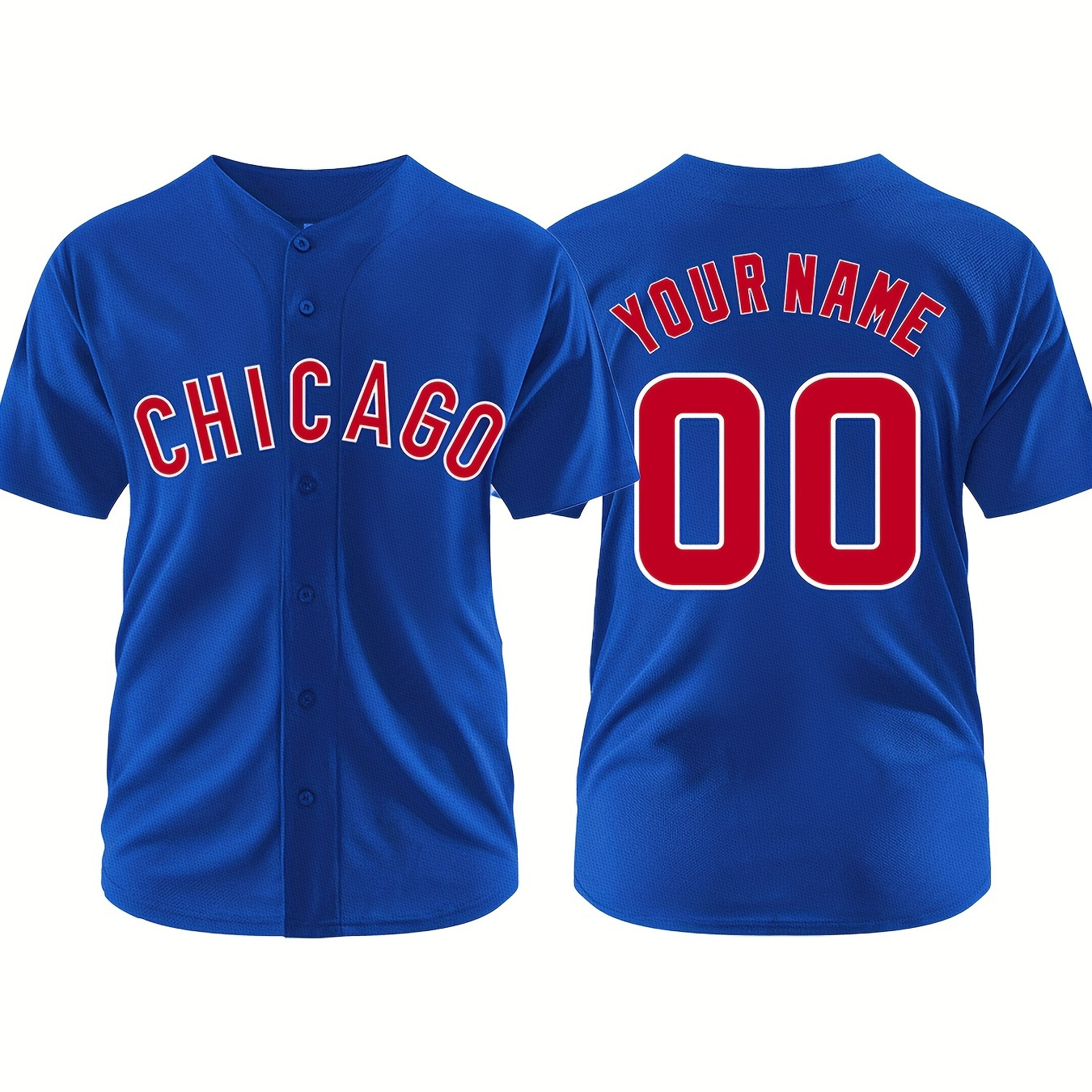 

Men's Customized Name & Number "chicago" Baseball Jersey, Tailored To Your Preference, Comfy Top For Summer Sport
