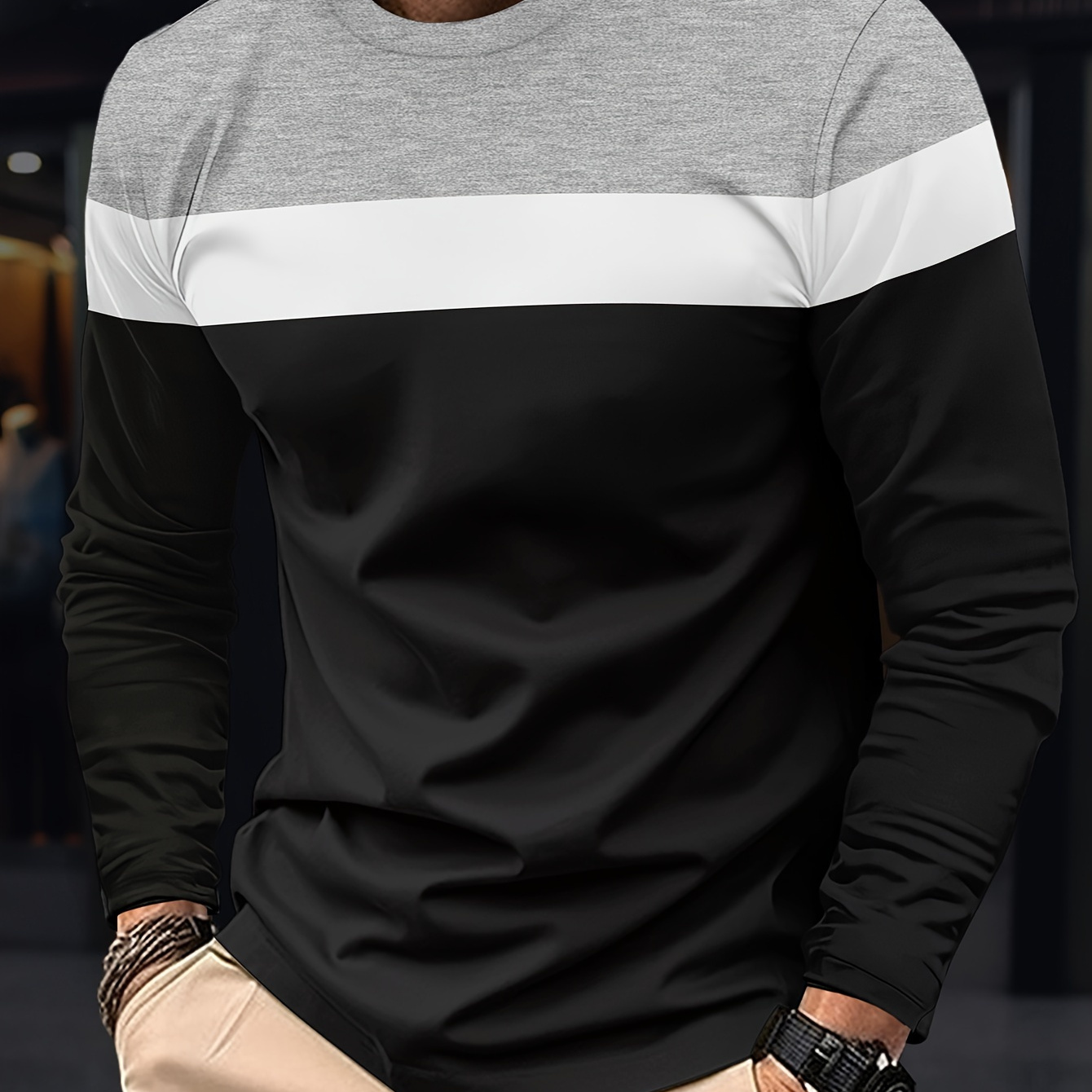 

Autumn Attire| Men's Long Sleeve T-shirt - Casual & Sporty Round Neck, Comfortable Polyester , Machine Washable - Ideal For Spring/fall, Fall Long Sleeve Shirts