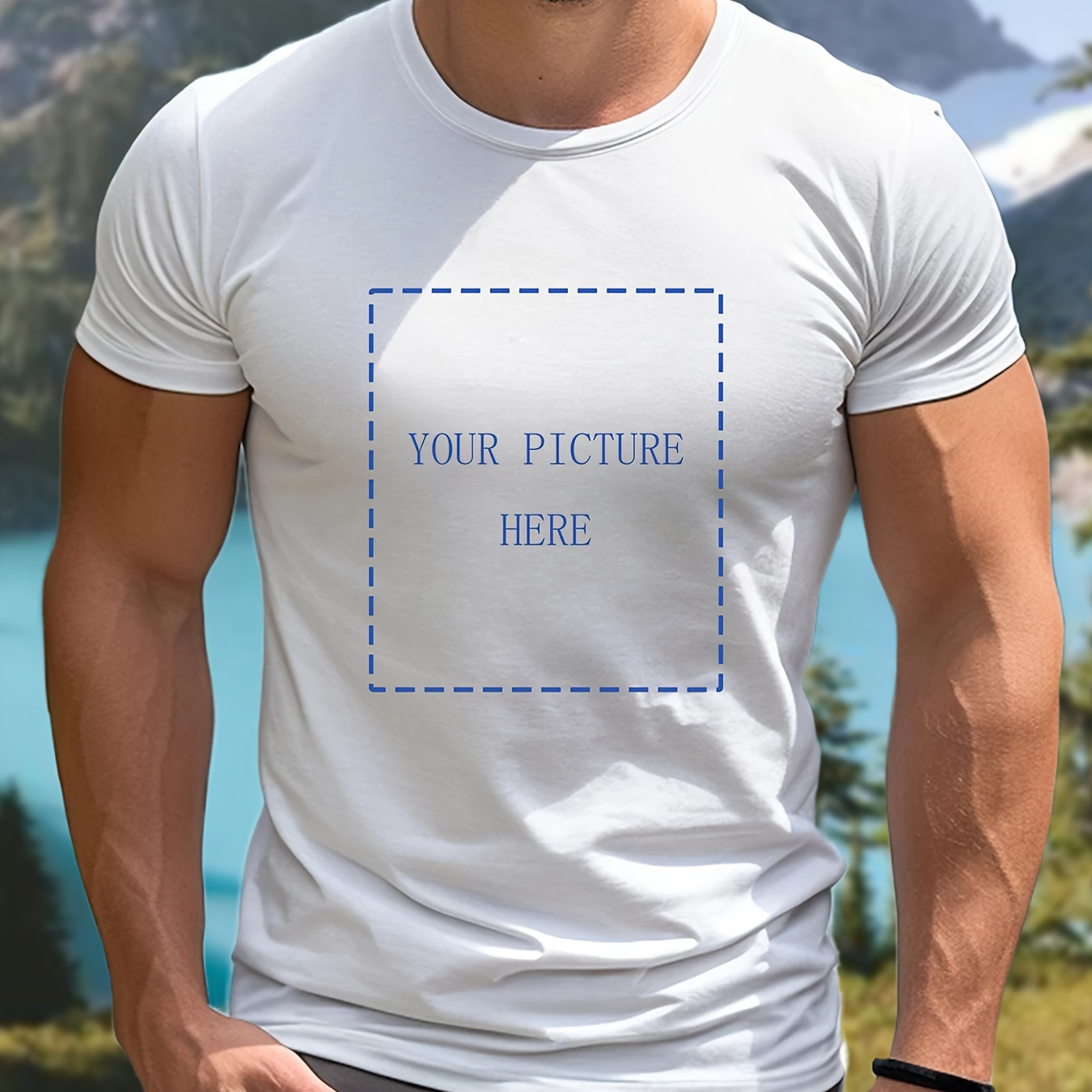 

Men's 100% Cotton Personalized T-shirt, Casual Short Sleeve Crew Neck Customize Tee, Men's Clothing For Outdoor