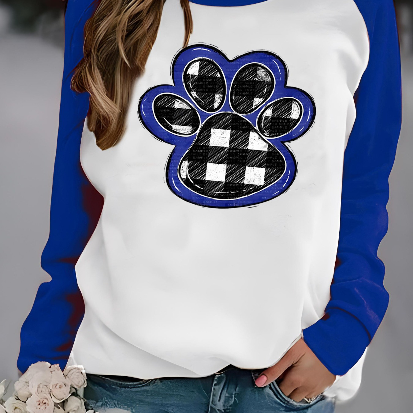 

Graphic Print Sweatshirt, Crew Neck Casual Sweatshirt For Fall & Spring, Women's Clothing