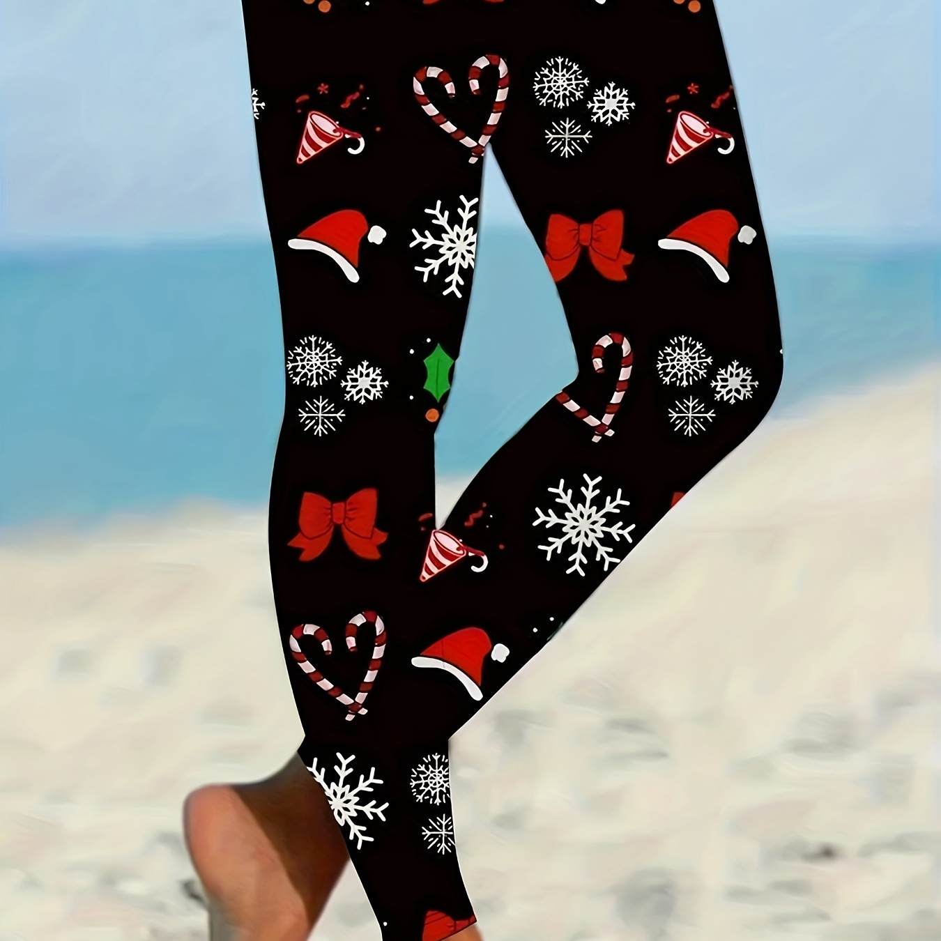 

Christmas Print High Waist Workout Leggings, Casual Skinny Stretchy Tights Leggings For , Women's Clothing