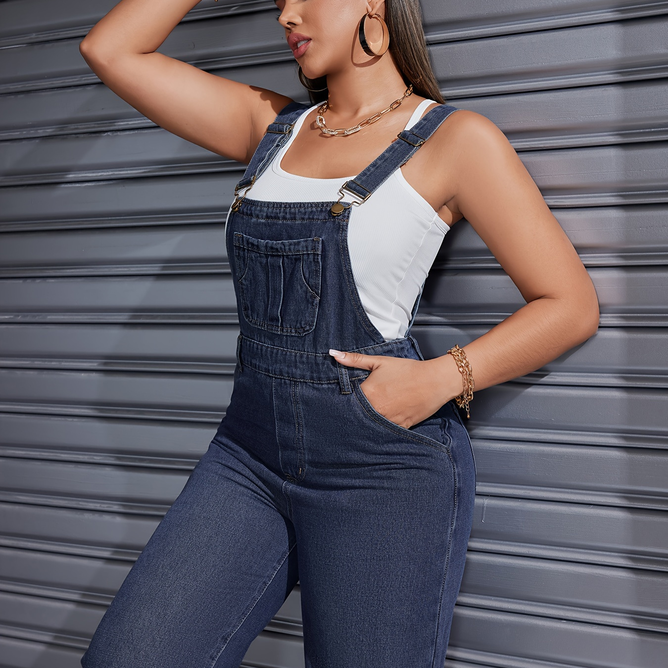 

2024 Women's Denim Overalls Casual Loose Adjustable Strap Denim Pant Pant Pant Pocket Denim Overalls Women's Denim Overalls Casual Adjustable Strap Jeans Romper