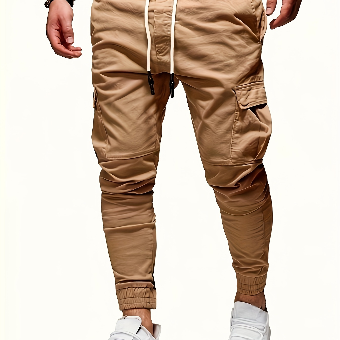 

Men's Cargo Pants With Drawstring And Pockets In Solid Color, Loose Fit And Trendy For Casual Wear