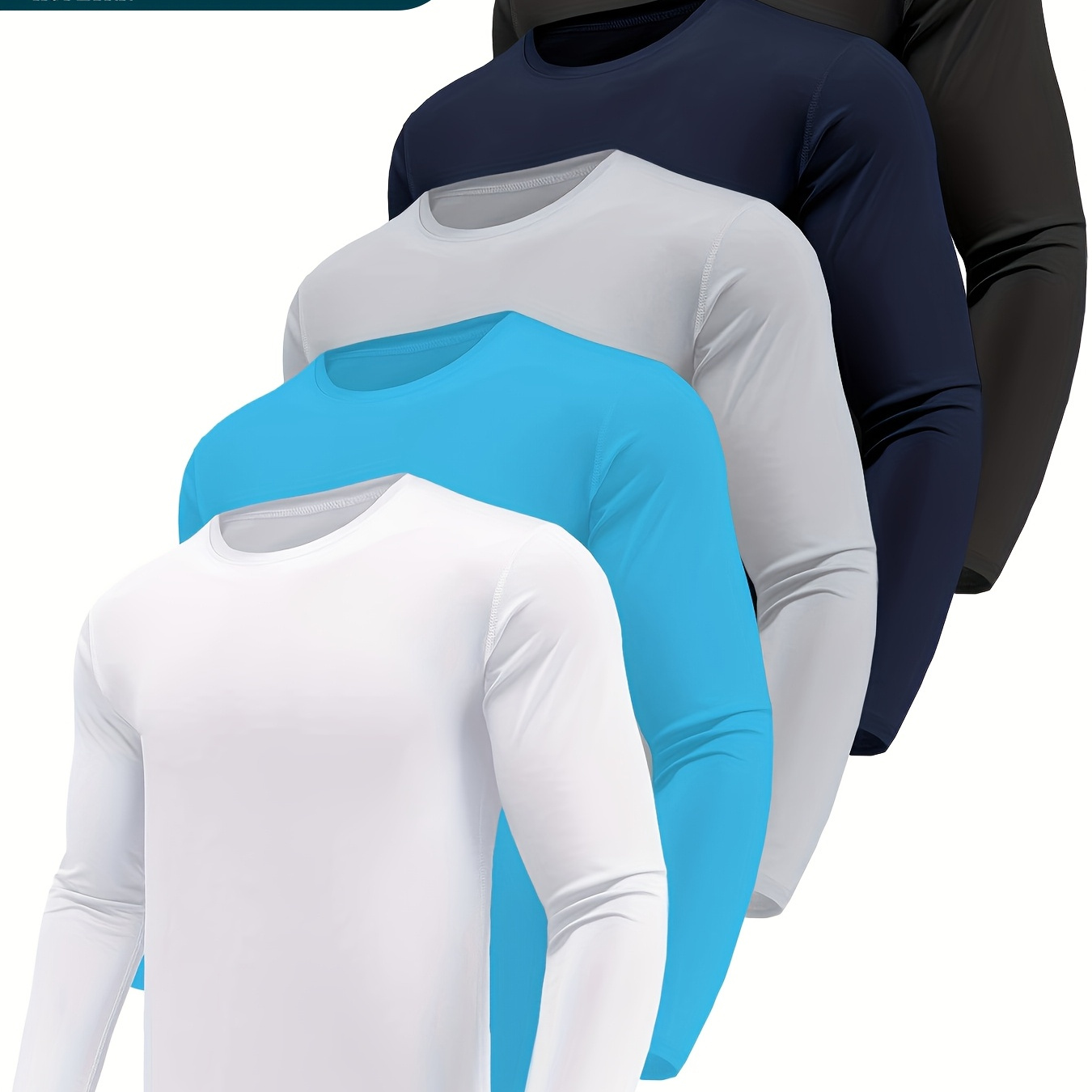

5pcs Men's T Shirt Quick Dry Long Sleeve T Shirt Performance Moisture Wicking Casual Workout