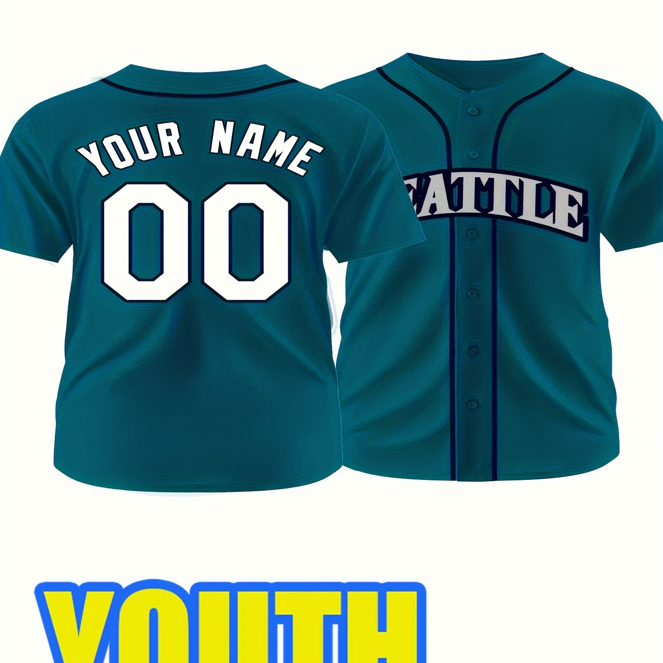 

Customizable Name And Number Youth Baseball Jersey, Embroidered Comfy Breathable Sports Athletic Baseball Jersey