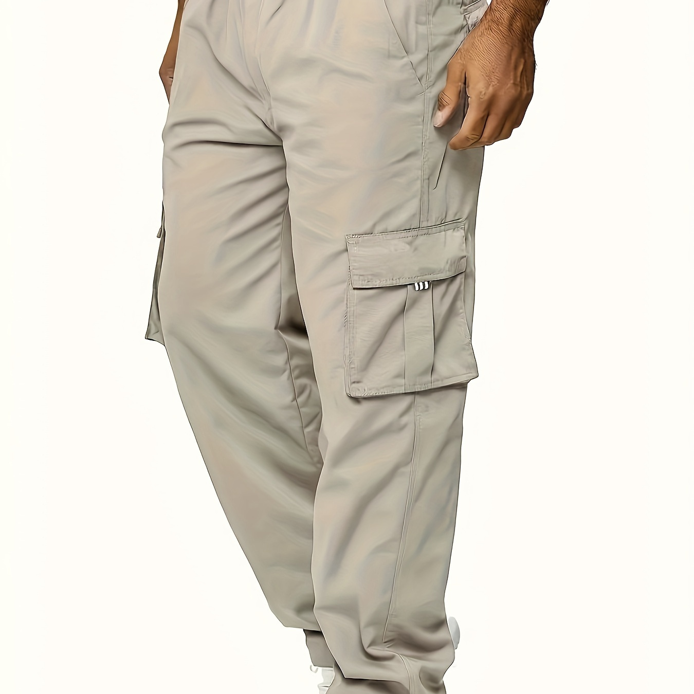 

Men's Solid Cargo Pants For Outdoor Sports, Loose Fit Trousers For Daily Life