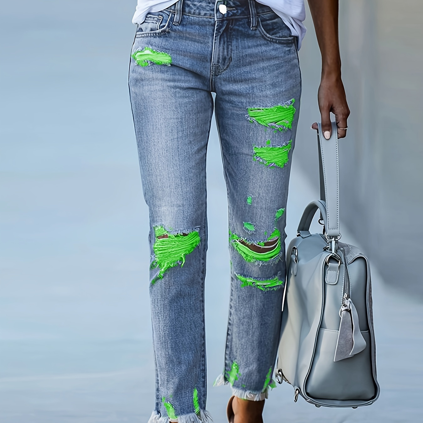 

's Distressed Accents - Fit Cropped Pants, 70% , , Leg, Fly, , All- By Tu Bu