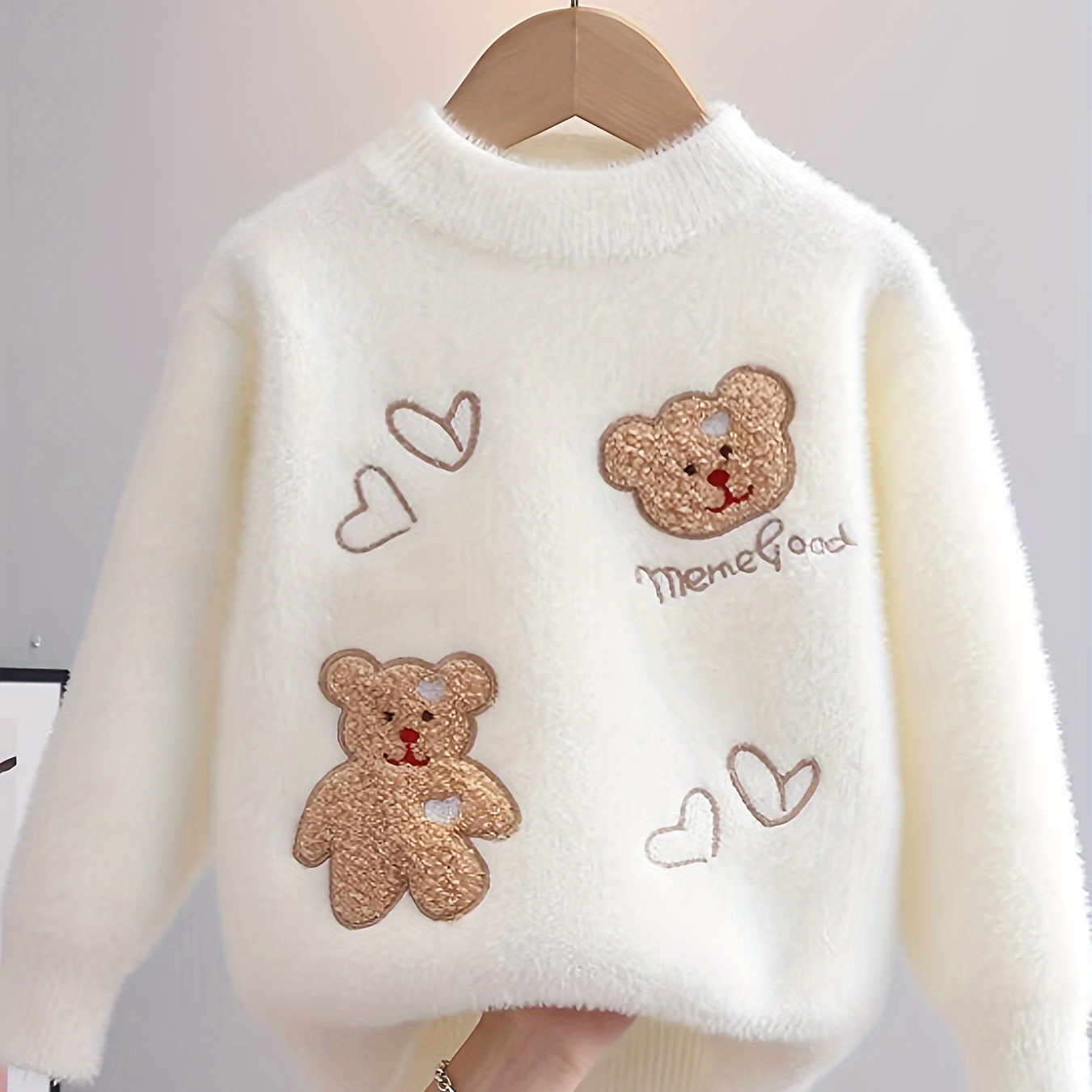 

Cozy Mink Fur Girls' Sweater - Pullover For 3-12, Fall/winter