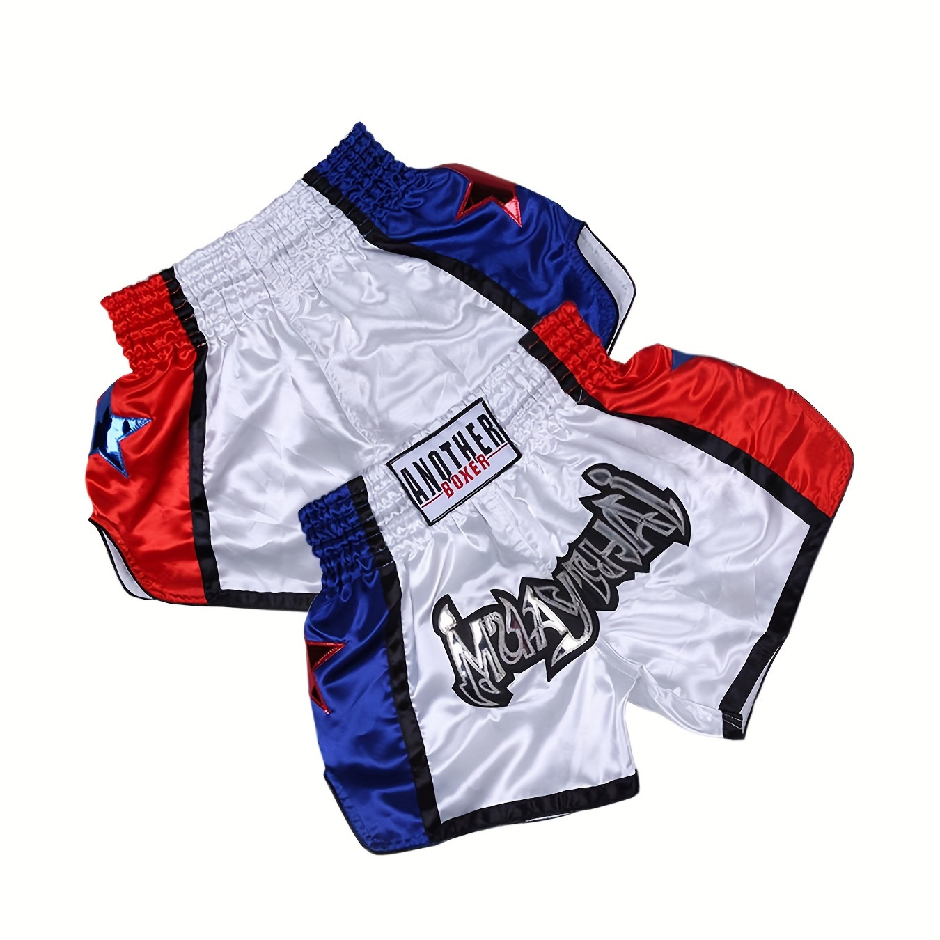 

Fashion Letter Embroidery Men's Color Block Breathable Training Boxing Shorts, Gift For Men