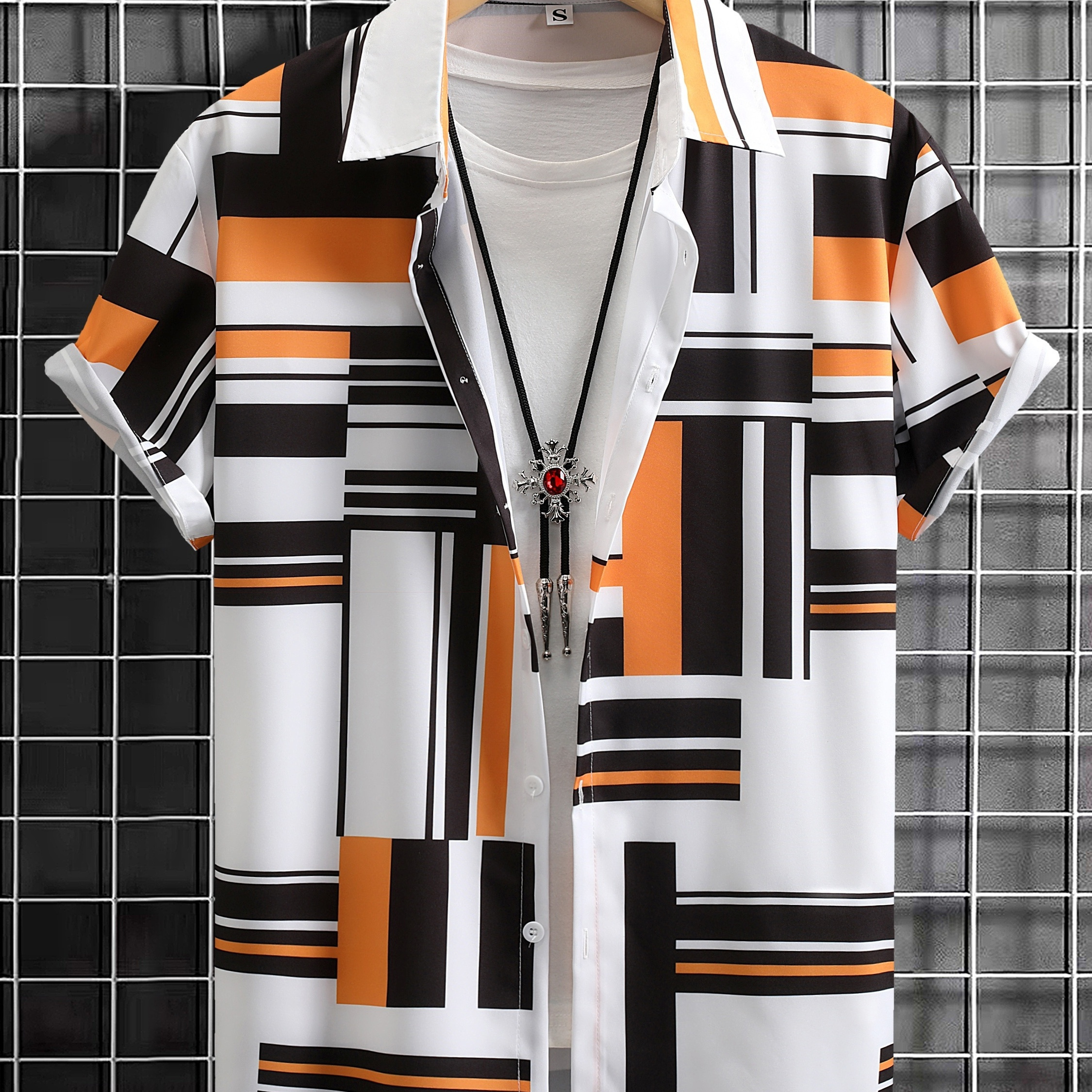 Men's Geometric Print Casual Shirt - Perfect for Summer Vacation and Resort Wear