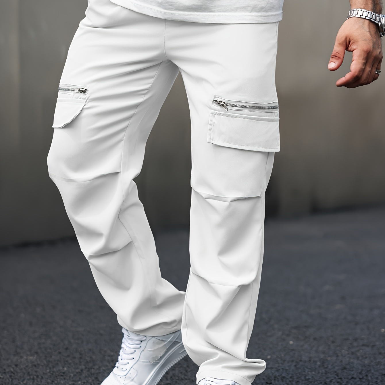 

Trendy Cargo Pants, Men's Multi Flap Pocket Trousers, Loose Casual Outdoor Pants, Men's Work Pants Outdoors Streetwear Hiphop Style