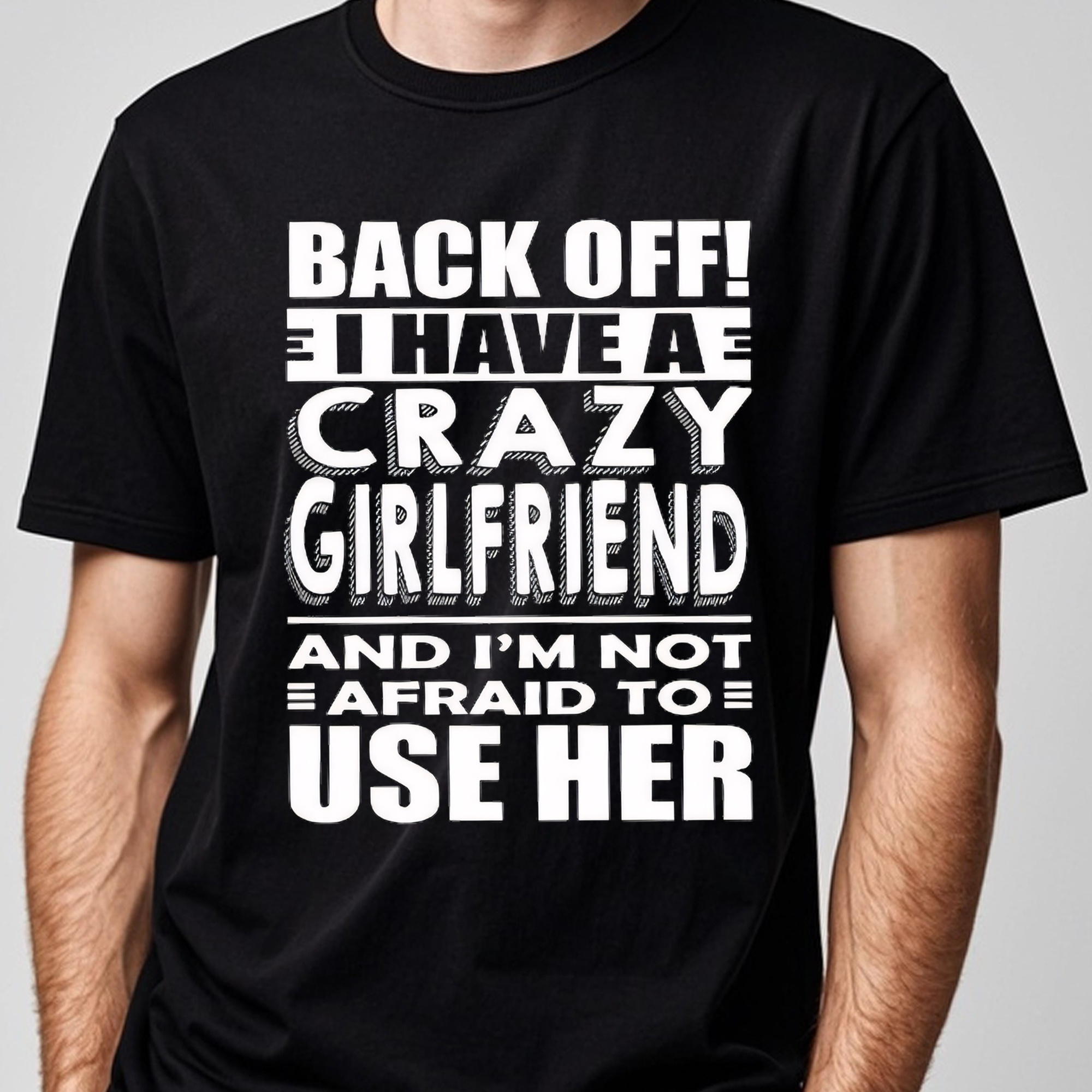 

Humorous Boyfriend T-shirt - "i Have A Crazy Girlfriend" Graphic, 100% Cotton, Breathable & Lightweight, Crew Neck, Short Sleeve, Ideal For & Outdoor Activities, Men's Casual Tee