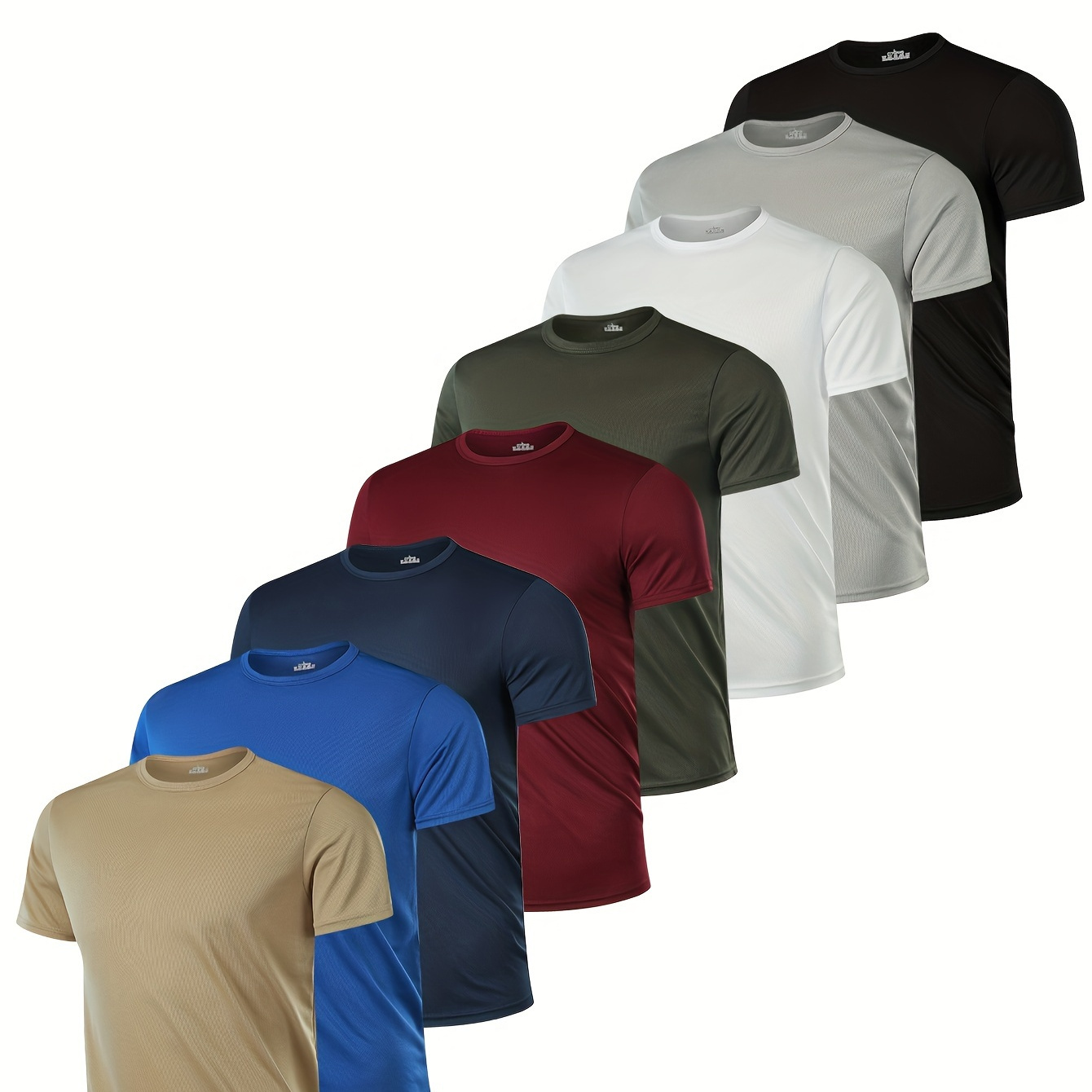 

8 Pack Solid Color T-shirt, Men's Casual Comfy Crew Neck Tee, Trendy Short Sleeve Top For Summer Daily Wear