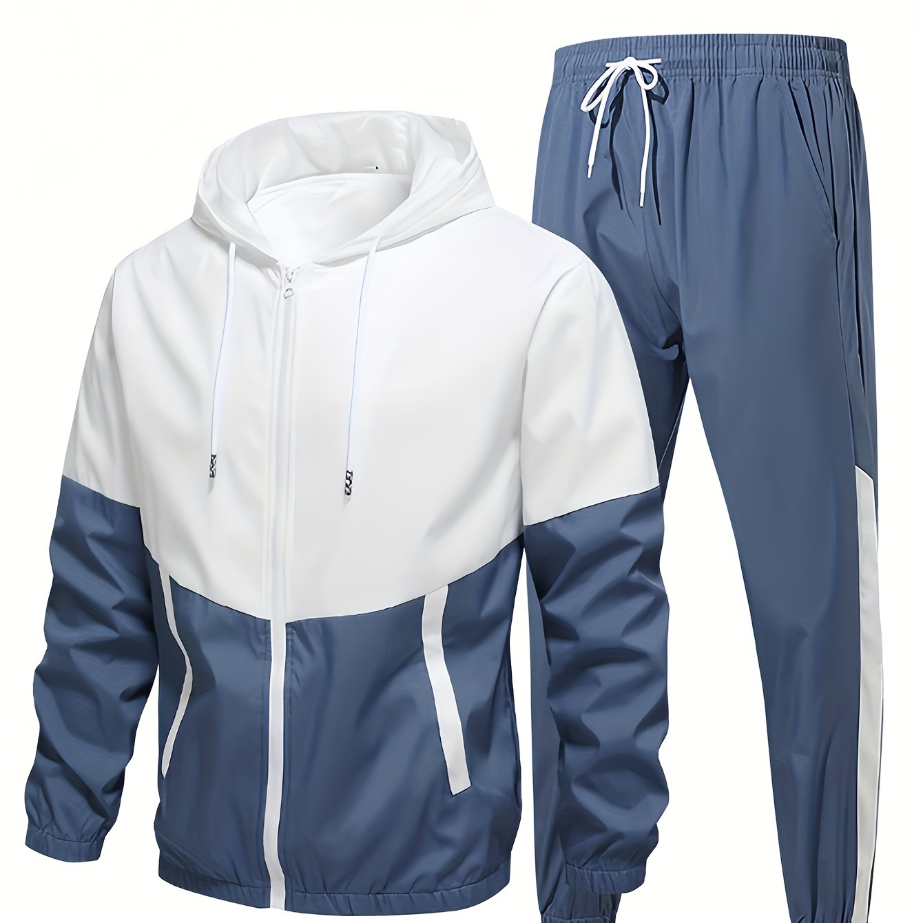 

Men's Athletic Sportswear Set, Jacket And Pants, Gym Suit, Active Co Ord Set